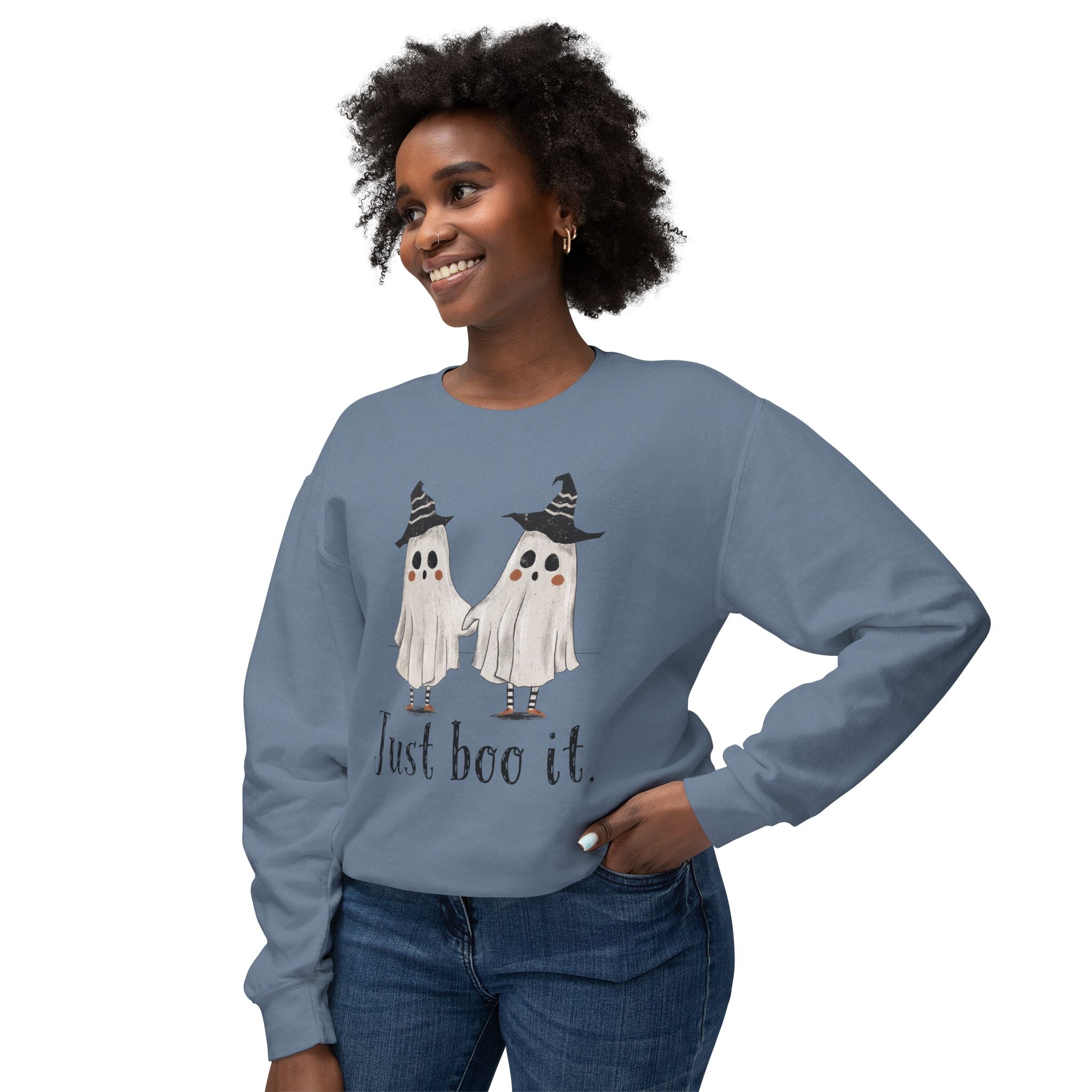 Just Boo It - Halloween Ghosts Unisex Lightweight Crewneck Sweatshirt, Just Boo It Sweatshirt, Cute Halloween Apparel, Fall Fashion, Spooky Season, [...]