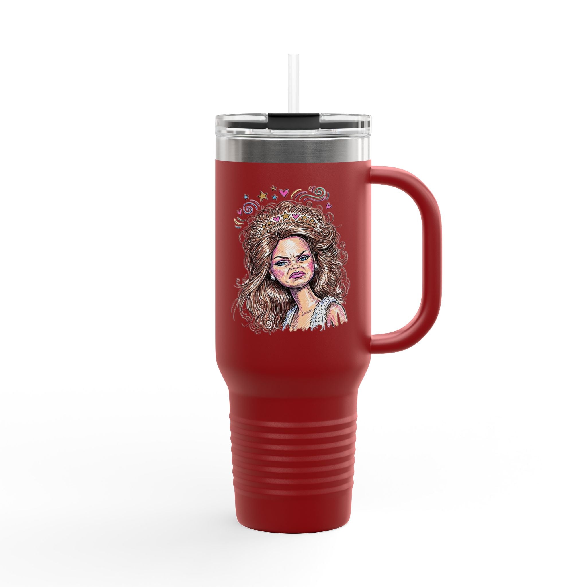 40oz Insulated Travel Mug with Illustrated Mad Barbie – Large Stainless Steel Tumbler for Coffee, Tea & On-the-Go
