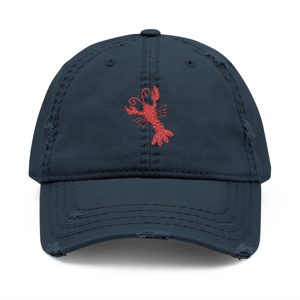 Crawfish Embroidered Distressed Dad Hat, Casual Summer Cap, Beach Style, Fishing Gift for Dad, Vintage Baseball Hat