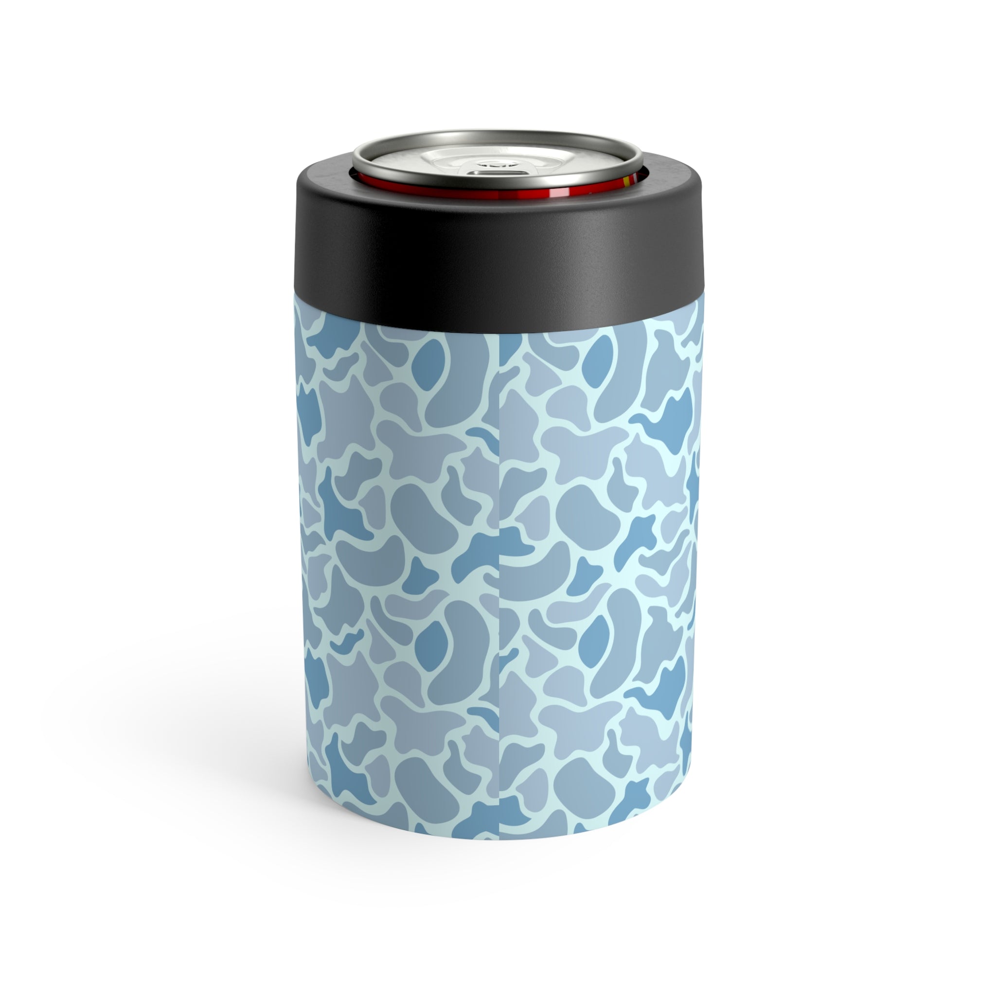 Blue Camo Can Holder, Rustic Drink Insulator, Camping Accessory, Outdoor Party Favor, Unique Gifts for Him