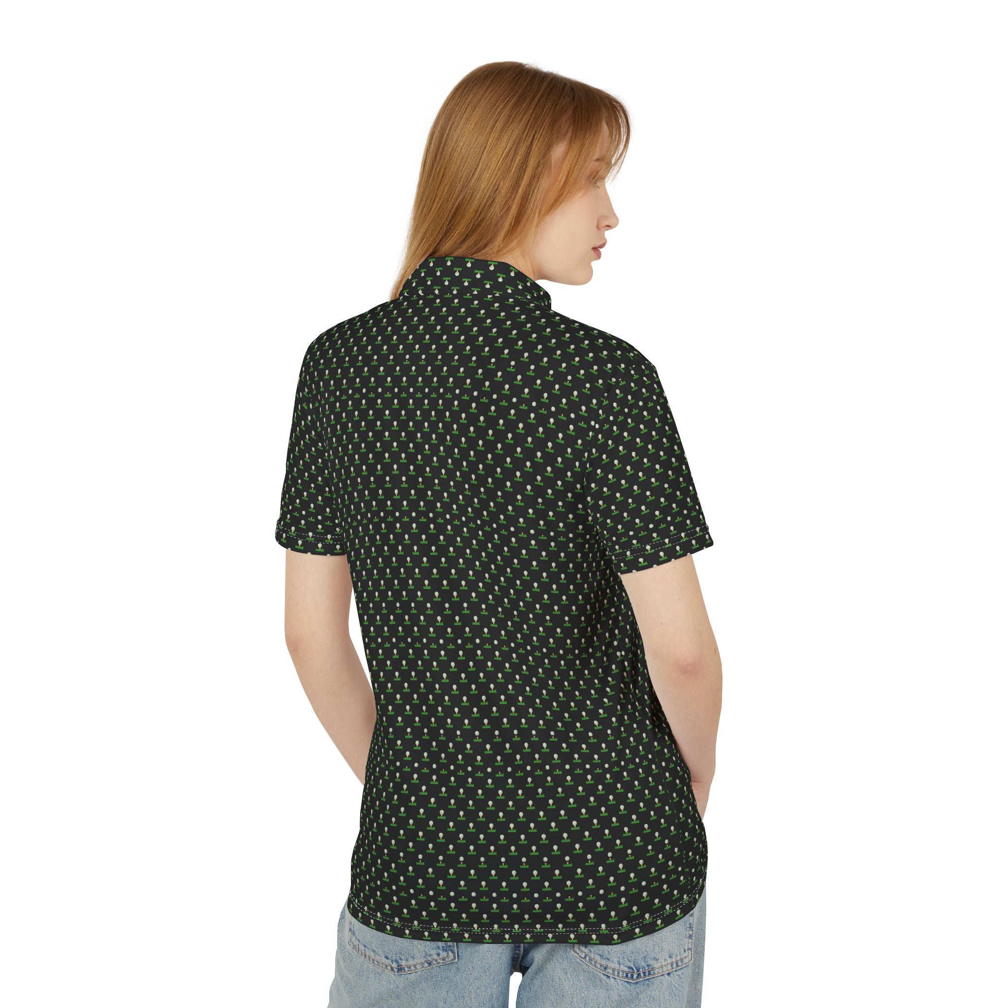 Teed Up Golf Pattern Unisex Polo Shirt, Casual Wear for Men & Women, Perfect for Summer Outings, Beach Days, Family Gatherings