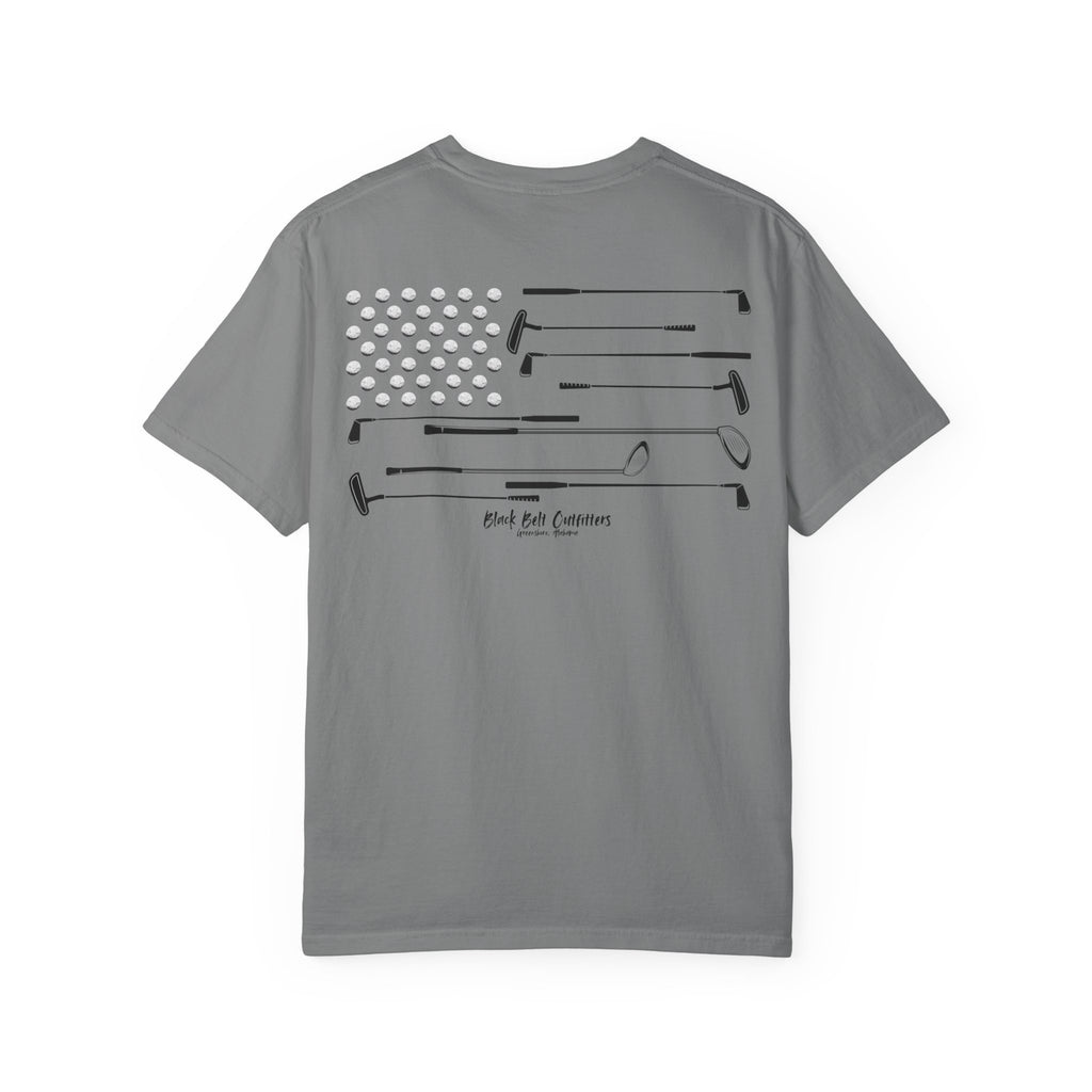 Golf Theme American Flag Unisex Garment-Dyed T-shirt
