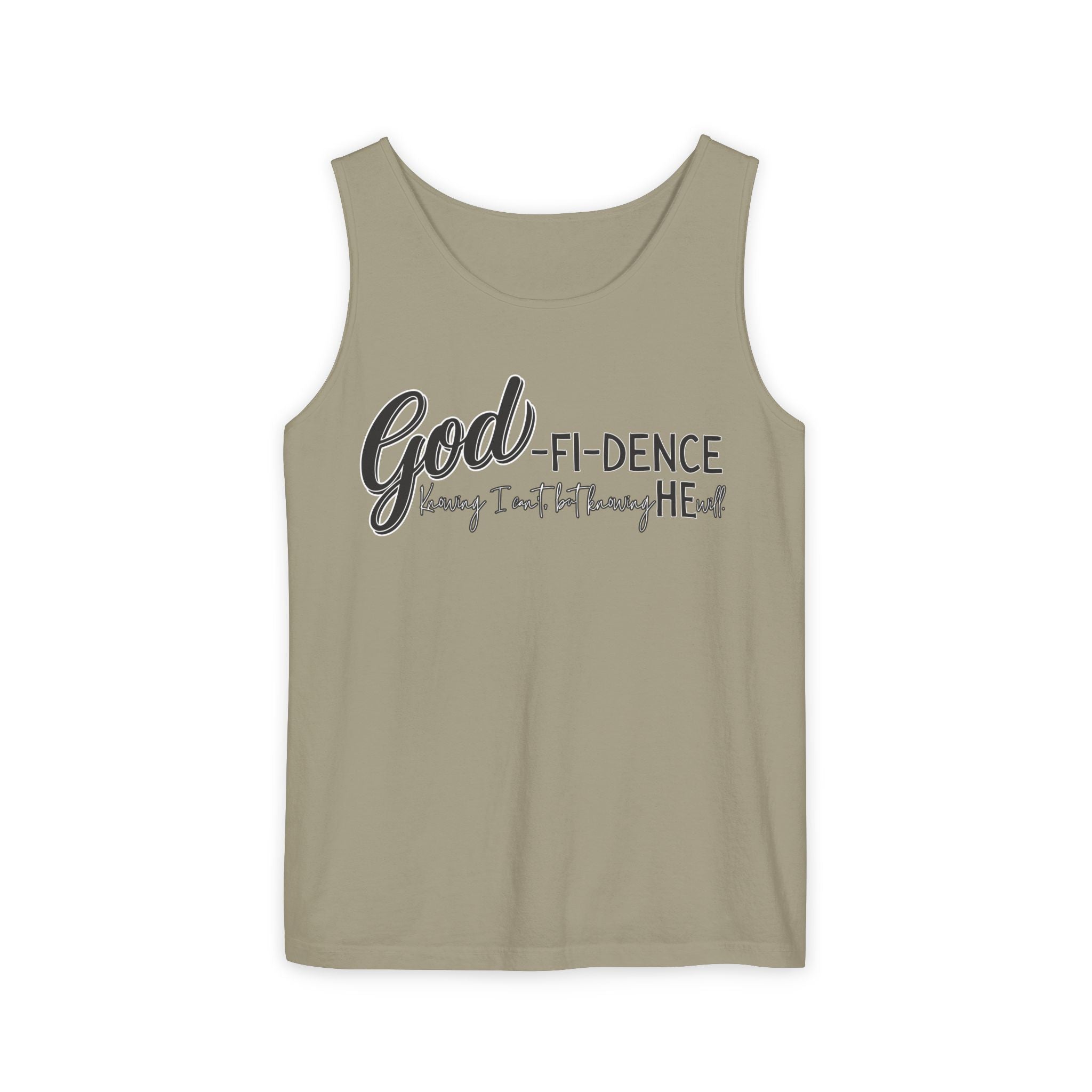 God-Fi-dence Garment-Dyed Tank Top | Faith-Inspired Summer Apparel, Christian Gifts, Casual Wear, Workout Tank, Inspirational Quotes