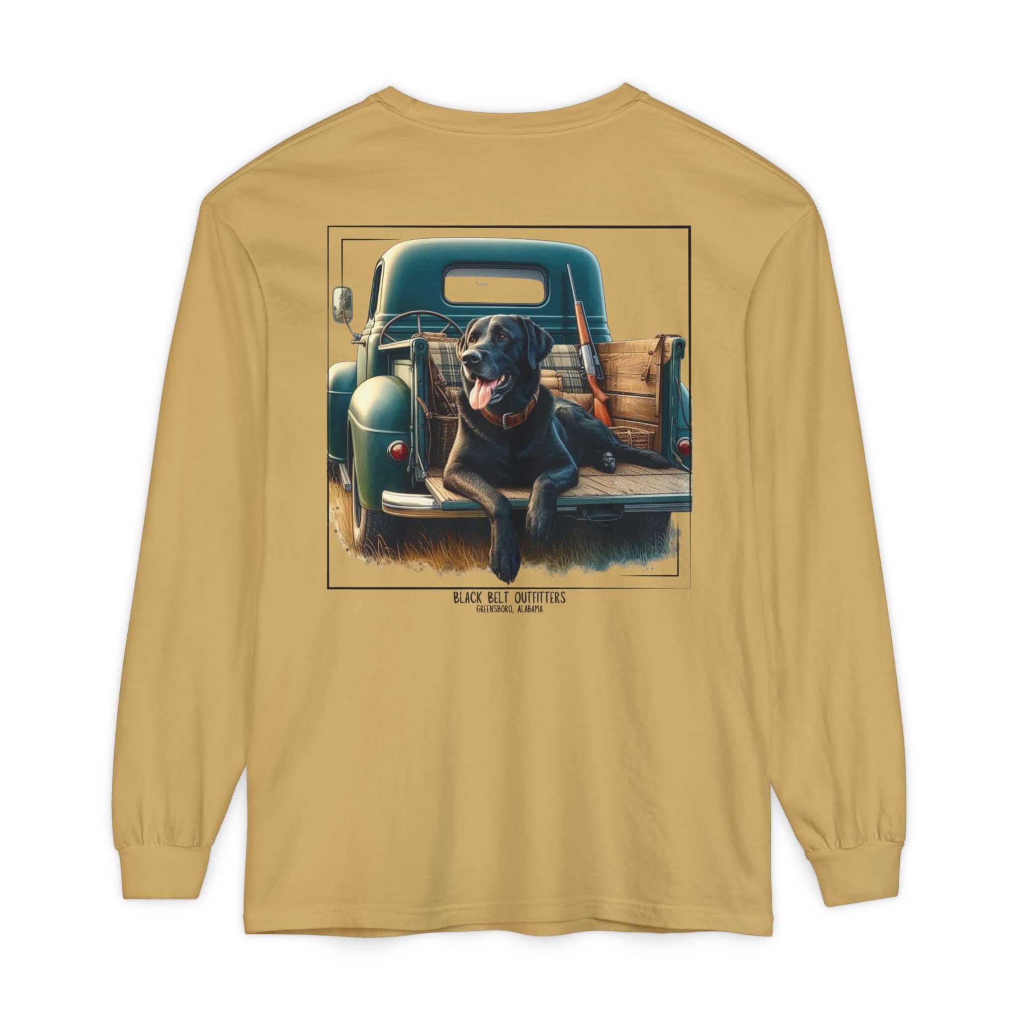 Duck Dog Vintage Truck Unisex Garment-Dyed Long Sleeve T-Shirt, Casual Wear, Gift for Him/Her, Streetwear, Everyday Comfort, Comfortable Layering
