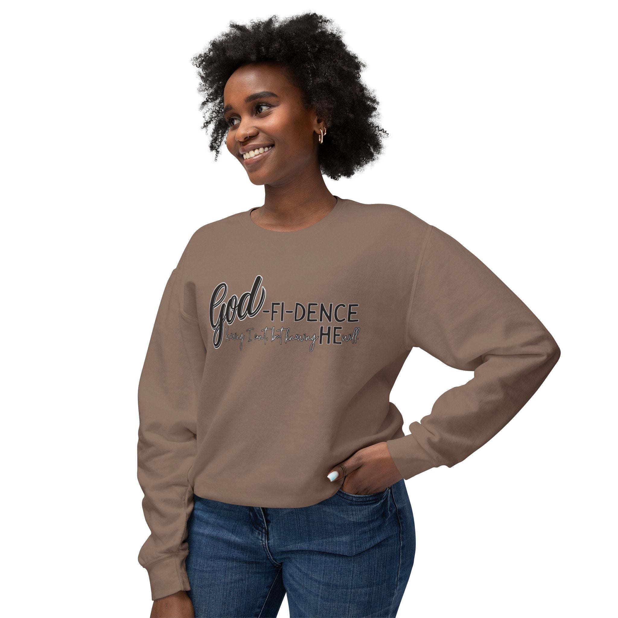 GOD-fi-dence Comfort Crewneck Sweatshirt - Godfidence Quote, Inspirational Gift, Cozy Apparel, Casual Wear, Unisex Style