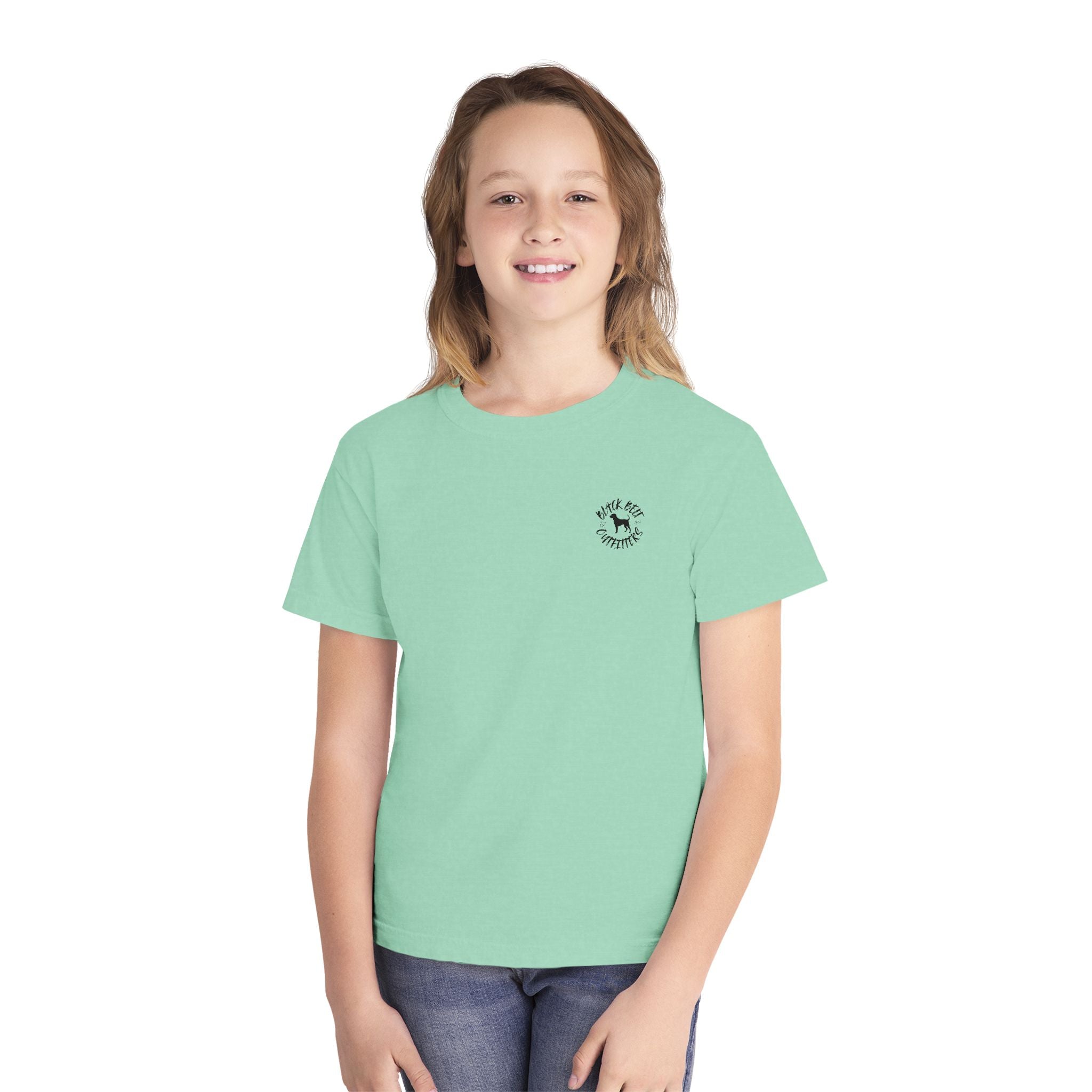 Hunting Puppy in Yeti Youth Midweight Tee - Fun Farm-Themed Shirt