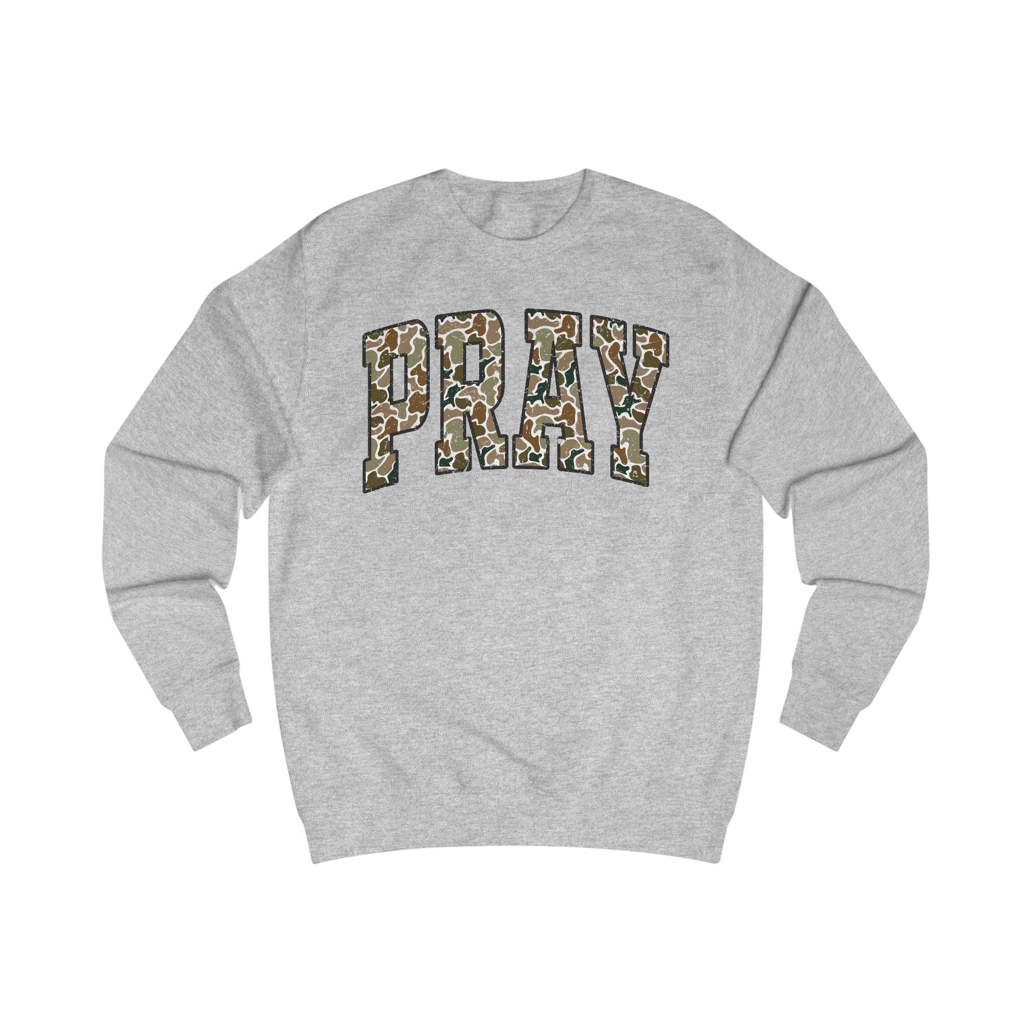 Camo Pray Unisex Sweatshirt, Cozy Graphic Sweater, Casual Gift, Perfect for Fall, Statement Apparel, Inspiring Fashion