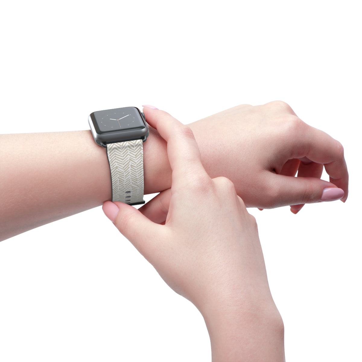 Herringbone Cream Watch Band — Minimal Neutral Apple Watch Strap