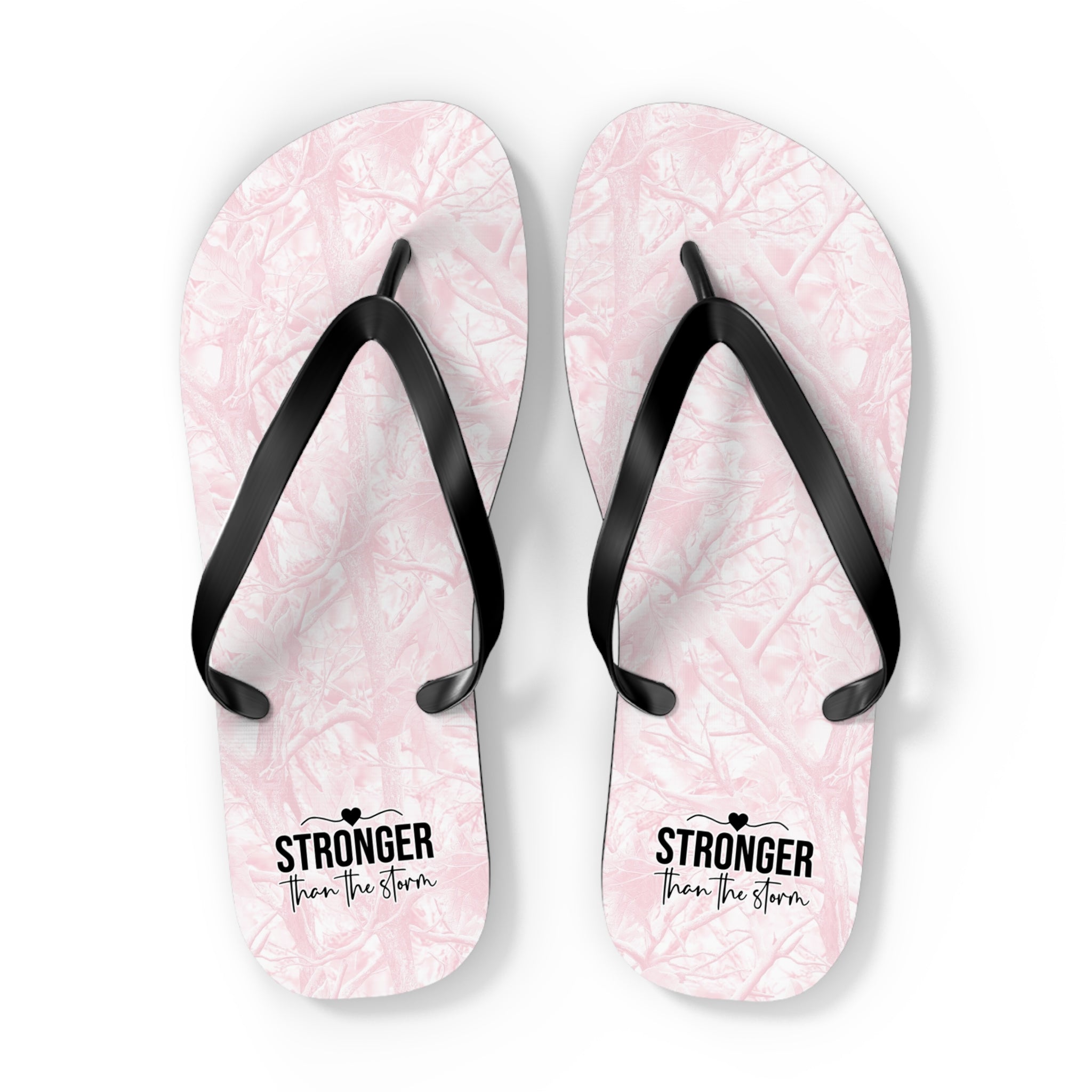 Pink Camo 'Stronger' Flip Flops – Women's Summer Beach Sandals