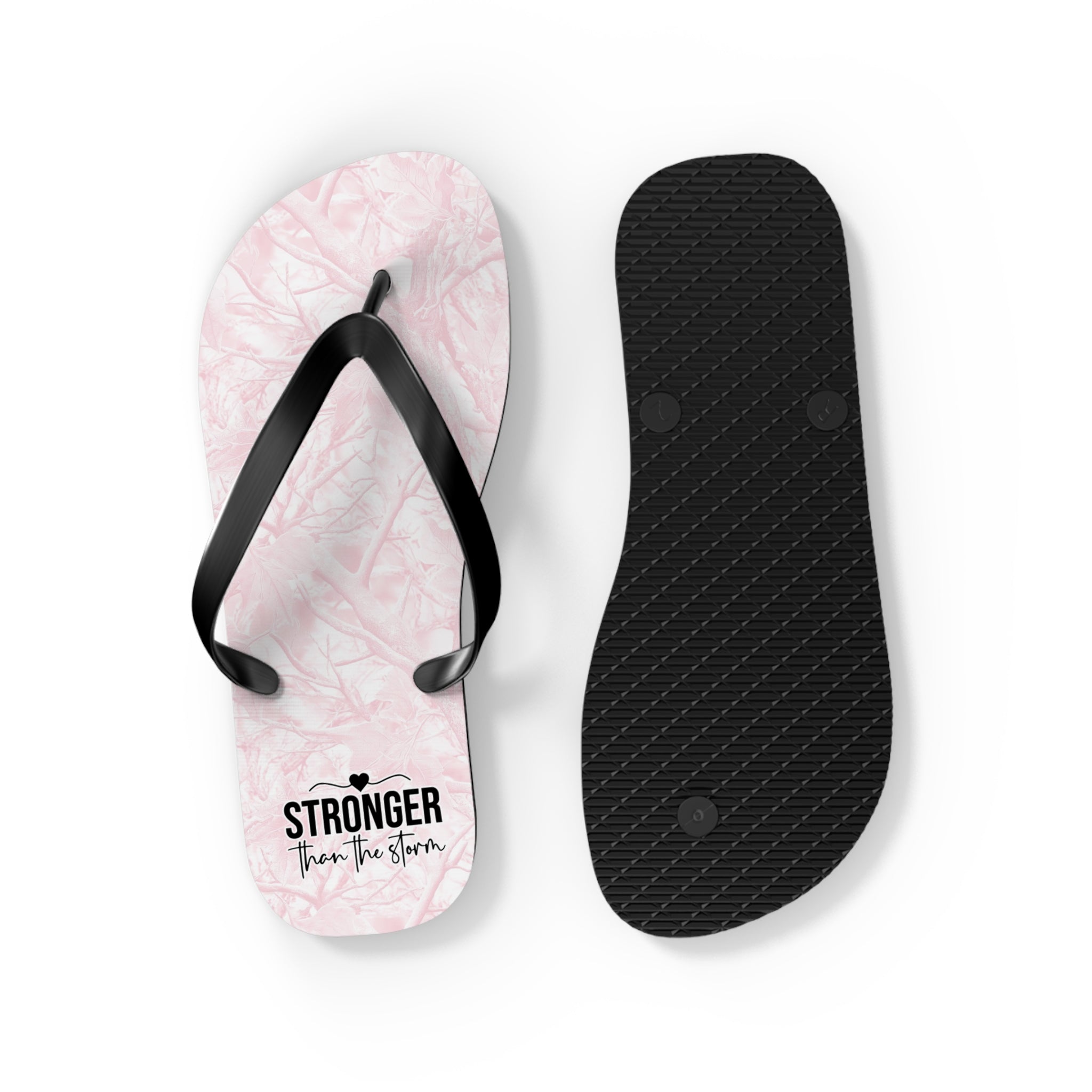Pink Camo 'Stronger' Flip Flops – Women's Summer Beach Sandals