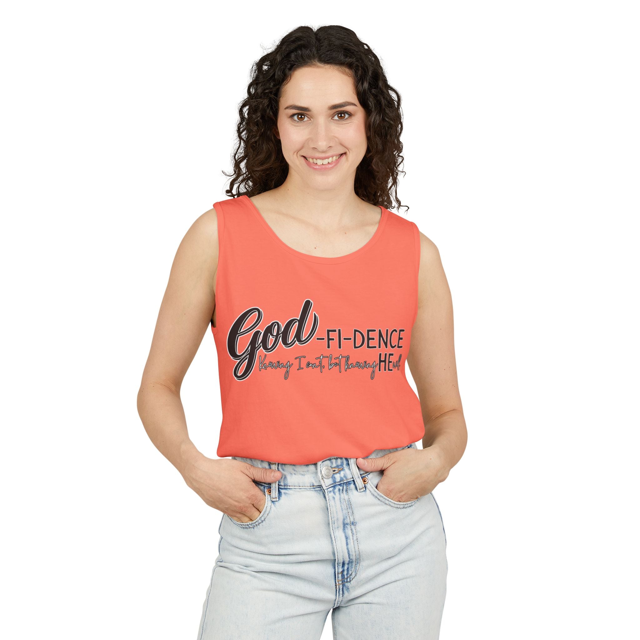God-Fi-dence Garment-Dyed Tank Top | Faith-Inspired Summer Apparel, Christian Gifts, Casual Wear, Workout Tank, Inspirational Quotes