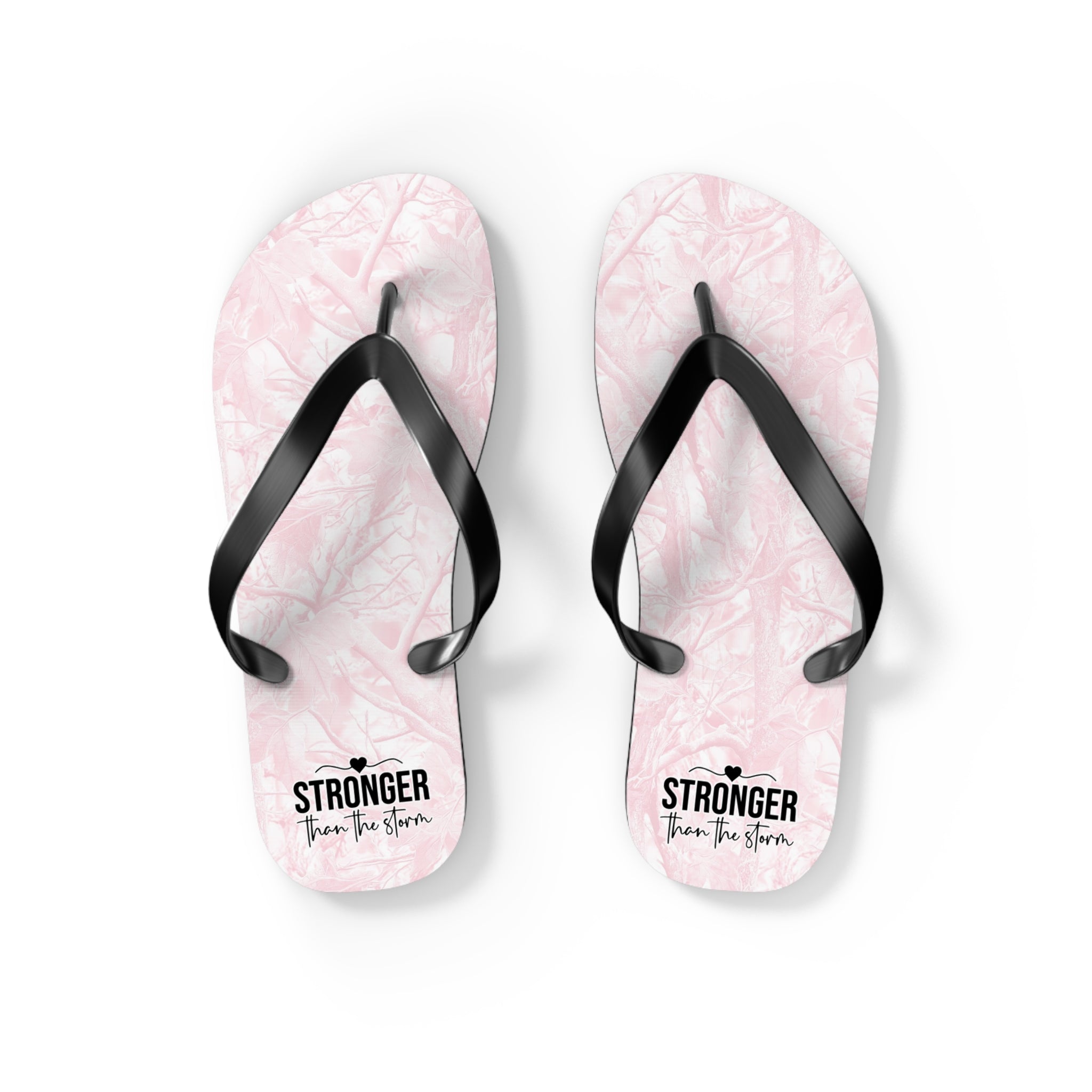 Pink Camo 'Stronger' Flip Flops – Women's Summer Beach Sandals