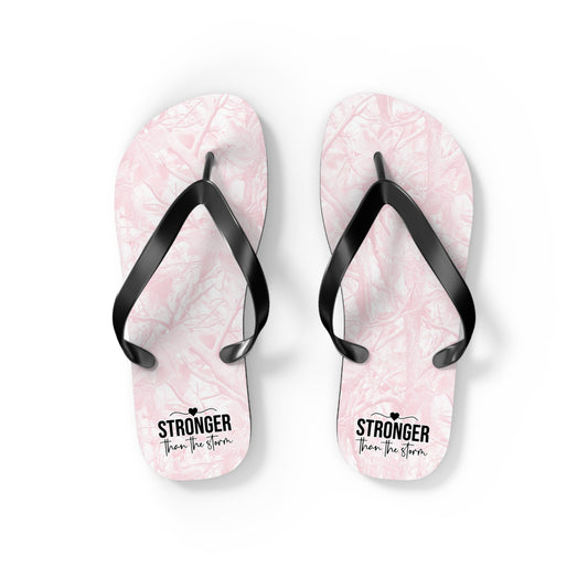 Pink Camo 'Stronger' Flip Flops – Women's Summer Beach Sandals
