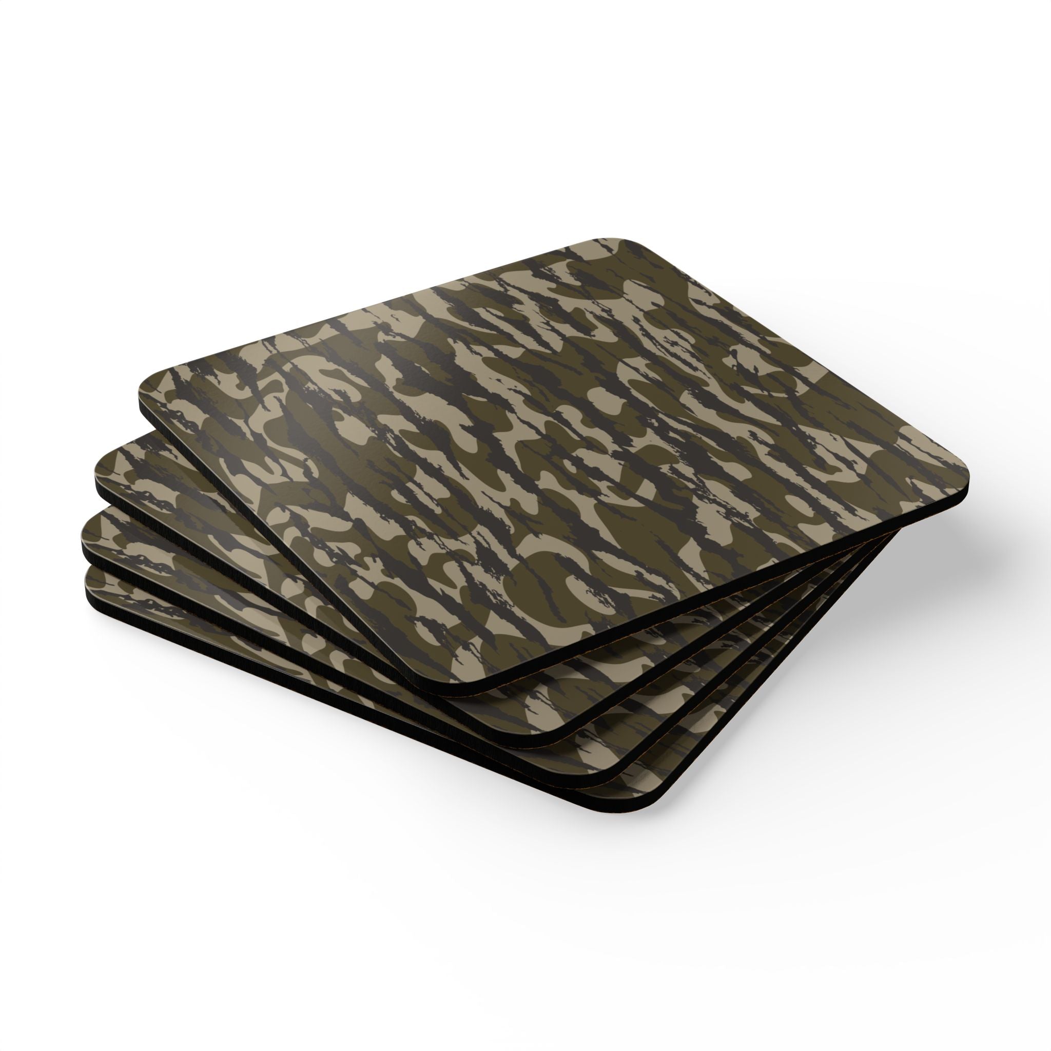 Trendy Camo Corkwood Coaster Set, Rustic Home Decor, Eco-Friendly Gifts, Drink Coasters, Unique Kitchen Accessories, Nature Lovers Gift