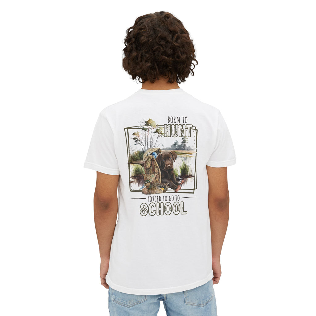 Black belt outfitters Born hunt forced school, southern guy design, ole boy , duck hunting dog, hunting Unisex Garment-Dyed Pocket T-Shirt