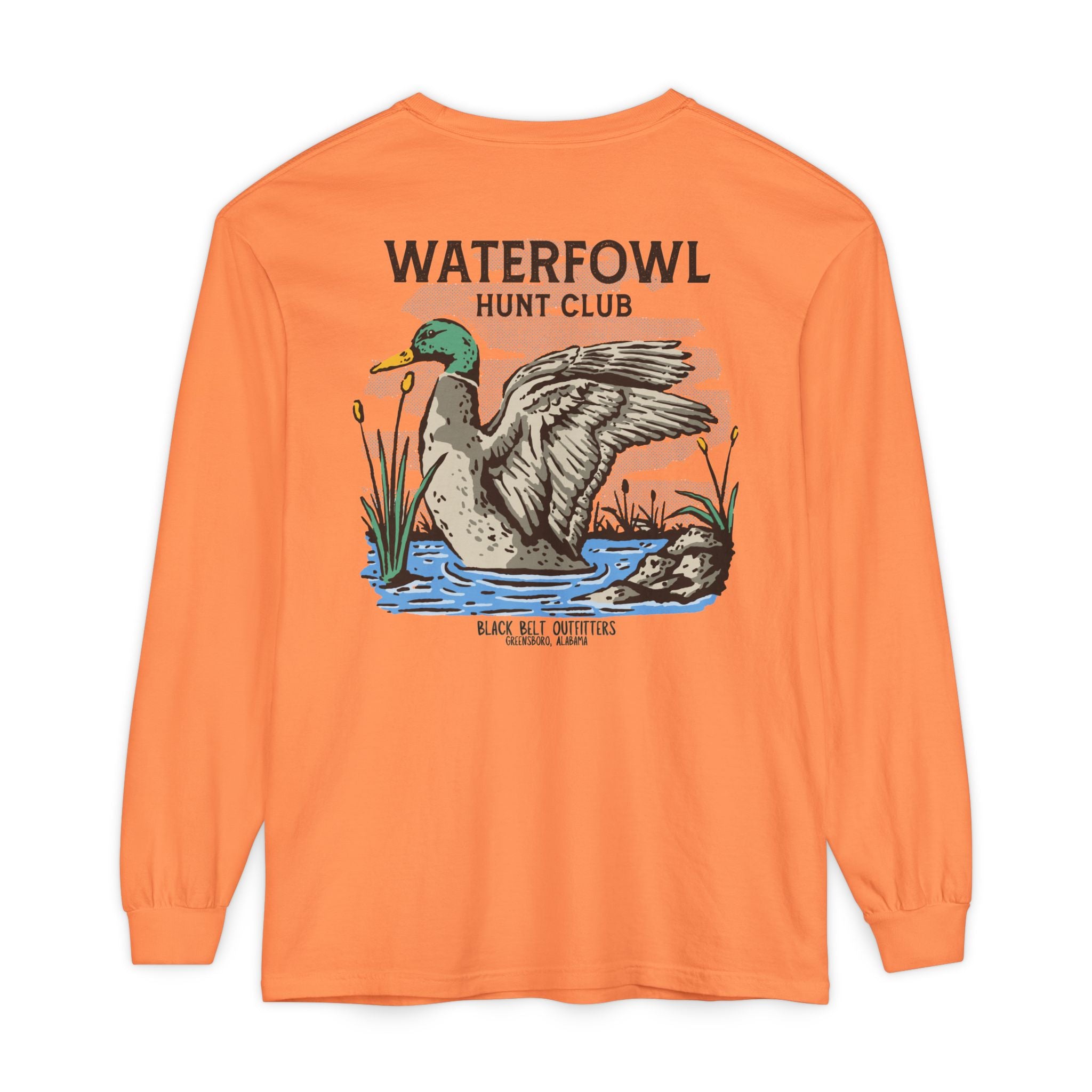Waterfowl Hunt Club Unisex Garment-Dyed Long Sleeve T-Shirt, Casual Wear, Gift for Him/Her, Streetwear, Everyday Comfort, Comfortable Layering