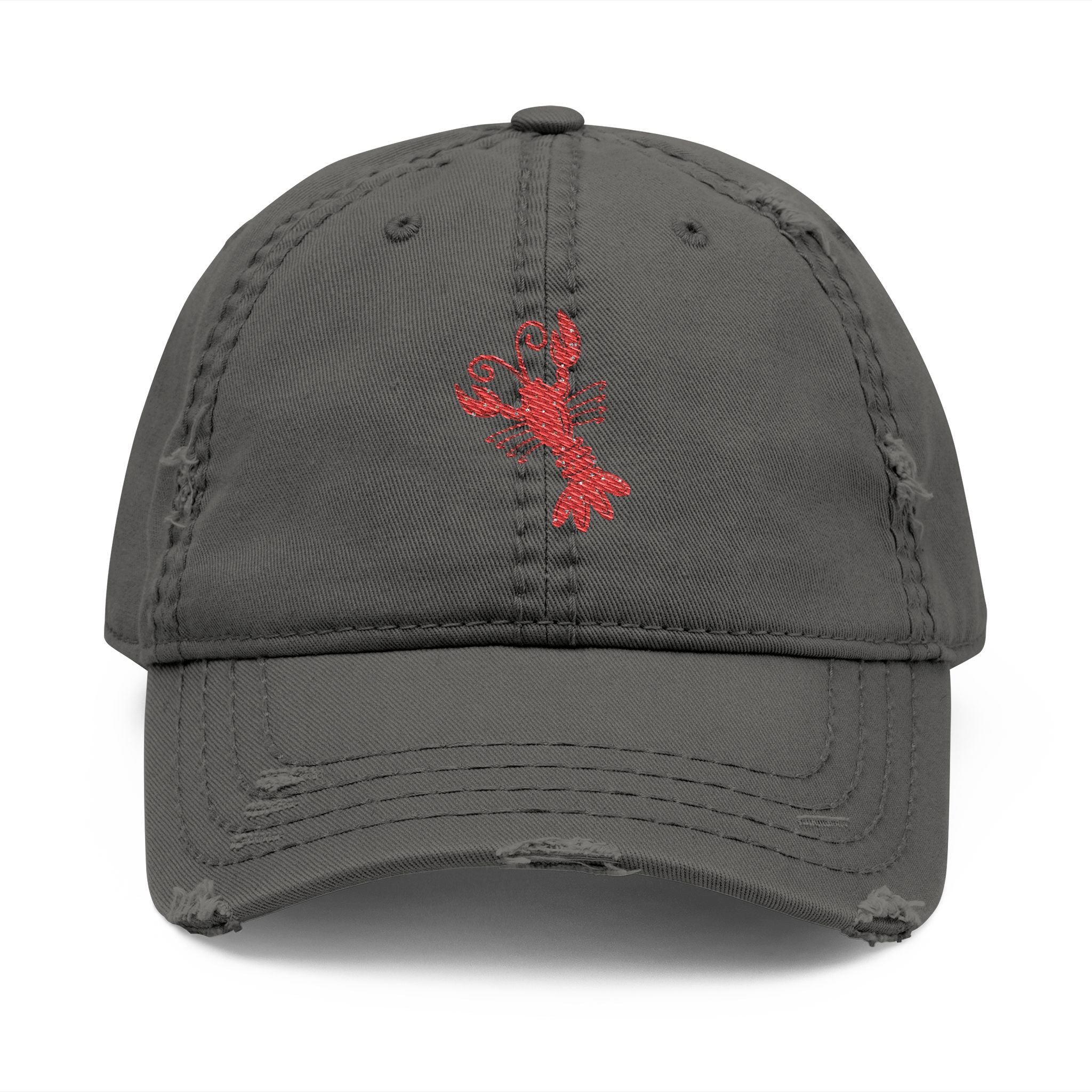 Crawfish Embroidered Distressed Dad Hat, Casual Summer Cap, Beach Style, Fishing Gift for Dad, Vintage Baseball Hat