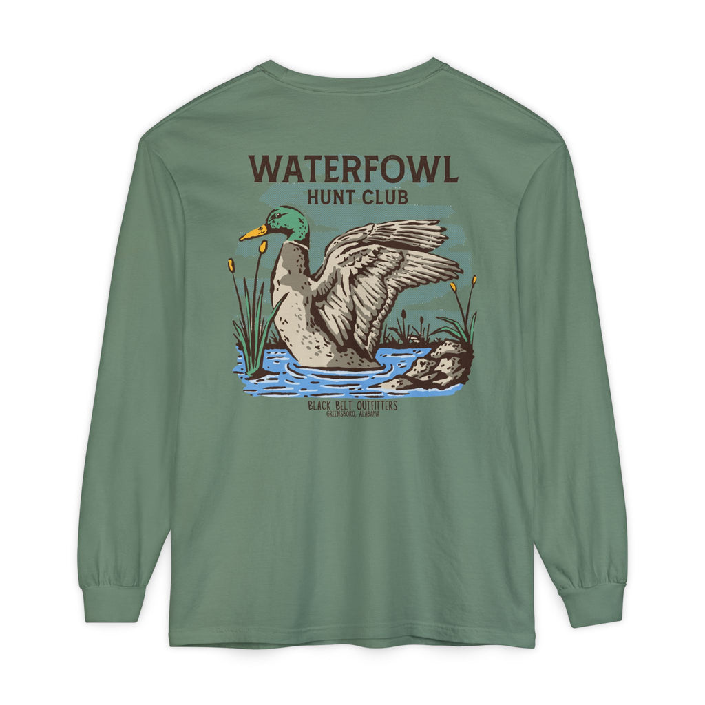 Waterfowl Hunt Club Unisex Garment-Dyed Long Sleeve T-Shirt, Casual Wear, Gift for Him/Her, Streetwear, Everyday Comfort, Comfortable Layering