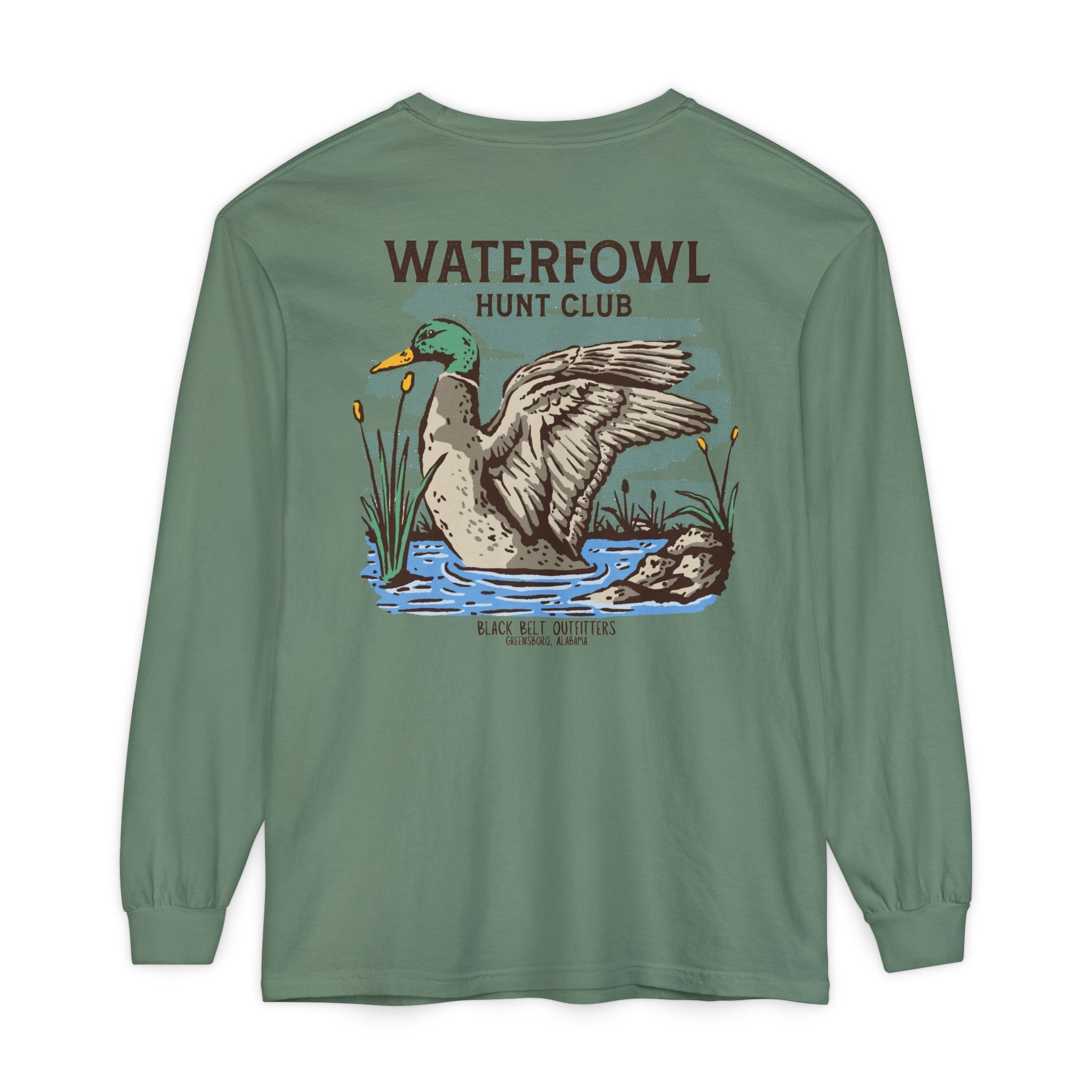 Waterfowl Hunt Club Unisex Garment-Dyed Long Sleeve T-Shirt, Casual Wear, Gift for Him/Her, Streetwear, Everyday Comfort, Comfortable Layering