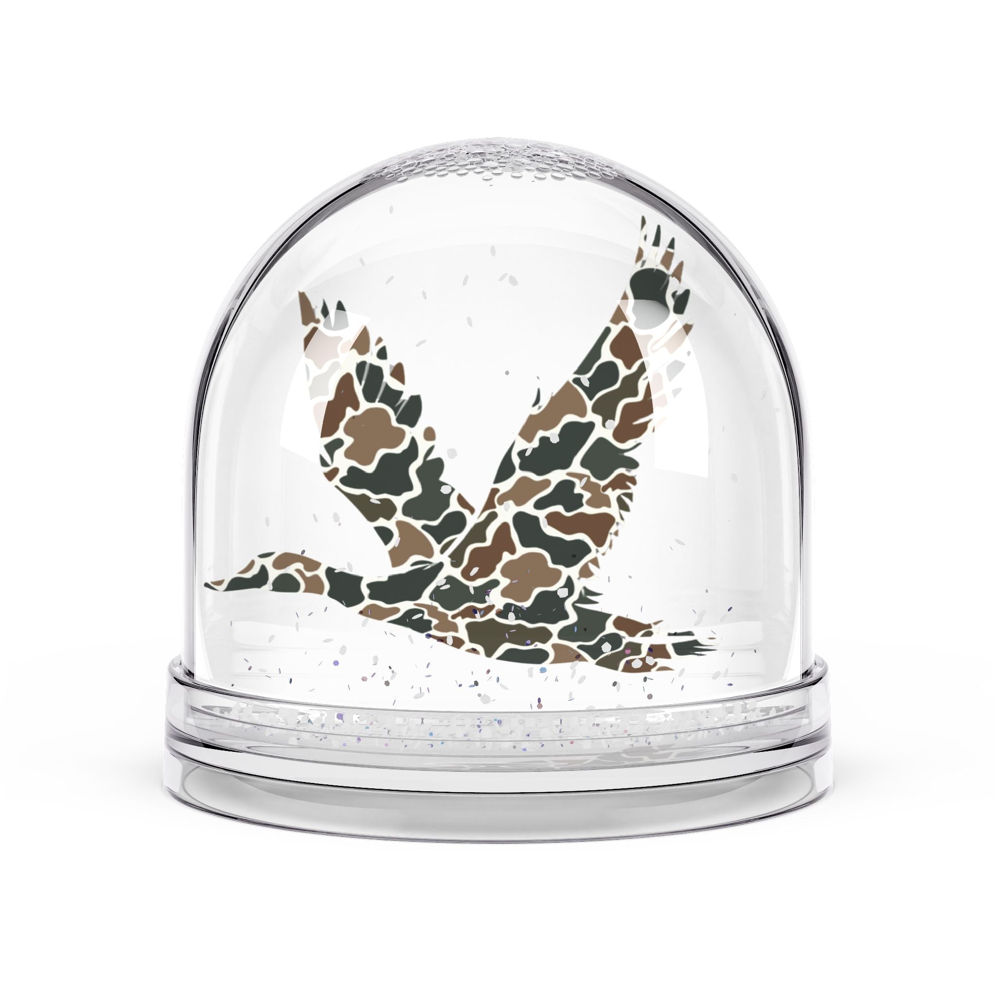 Camo Duck Snow Globe, Unique Home Decor, Gift for Nature Lovers, Rustic Decor, Winter Wonderland