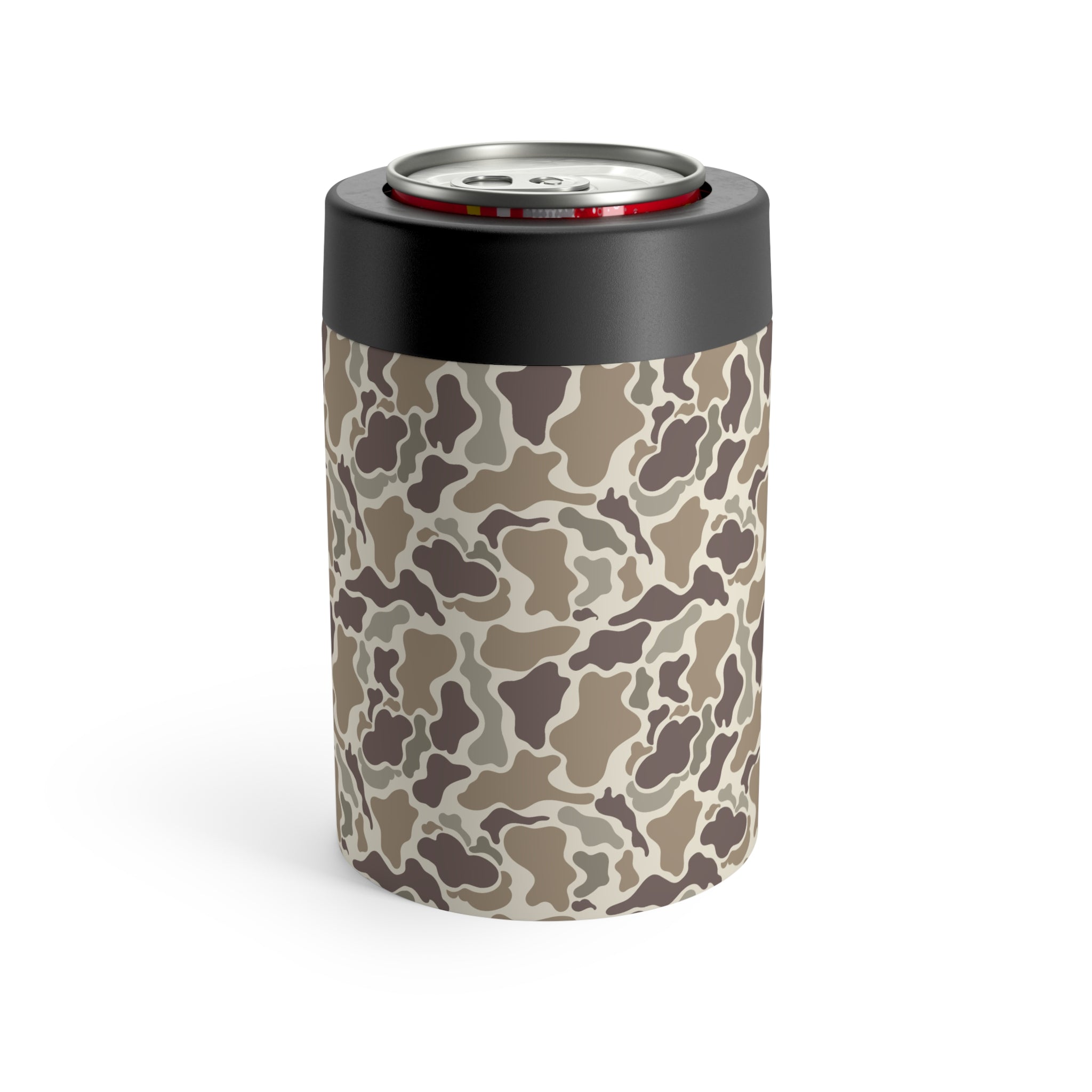 Light Brown Camo Can Holder, Rustic Drink Insulator, Camping Accessory, Outdoor Party Favor, Unique Gifts for Him