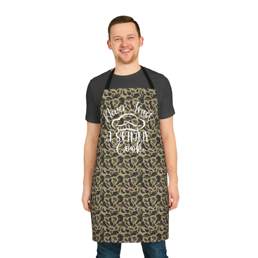 RiverDog Duck Hunting Camo Chef Apron — "Never Trust a Skinny Cook" Camouflage Kitchen Apron