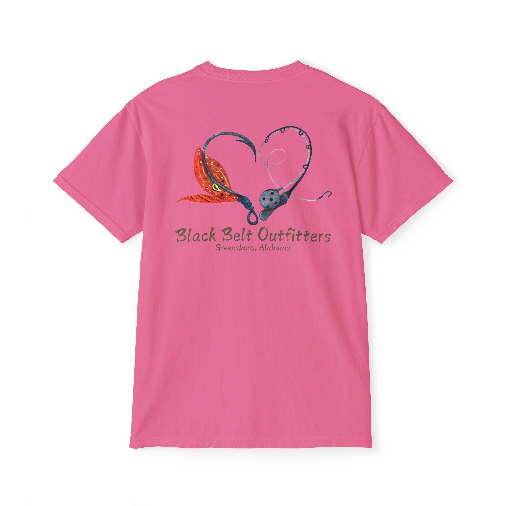 Black belt outfitters Fishing Poles Heart Unisex Garment-Dyed Pocket T-Shirt