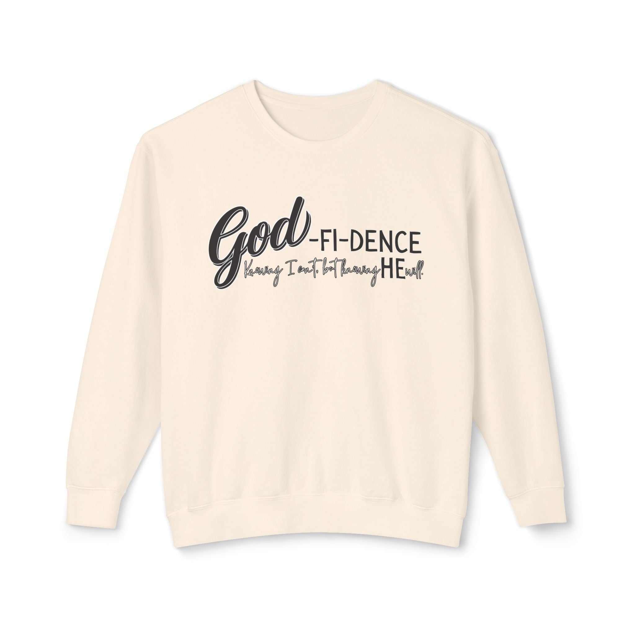 GOD-fi-dence Comfort Crewneck Sweatshirt - Godfidence Quote, Inspirational Gift, Cozy Apparel, Casual Wear, Unisex Style