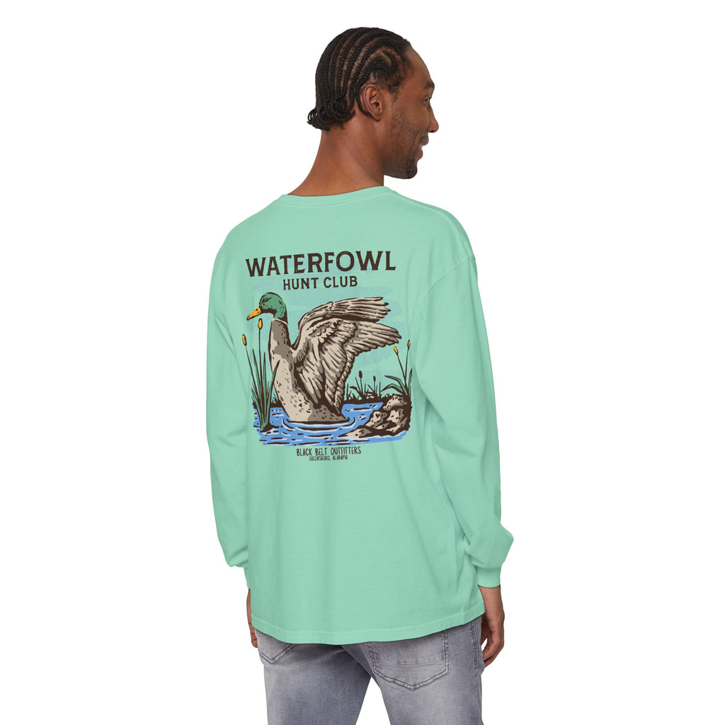 Waterfowl Hunt Club Unisex Garment-Dyed Long Sleeve T-Shirt, Casual Wear, Gift for Him/Her, Streetwear, Everyday Comfort, Comfortable Layering