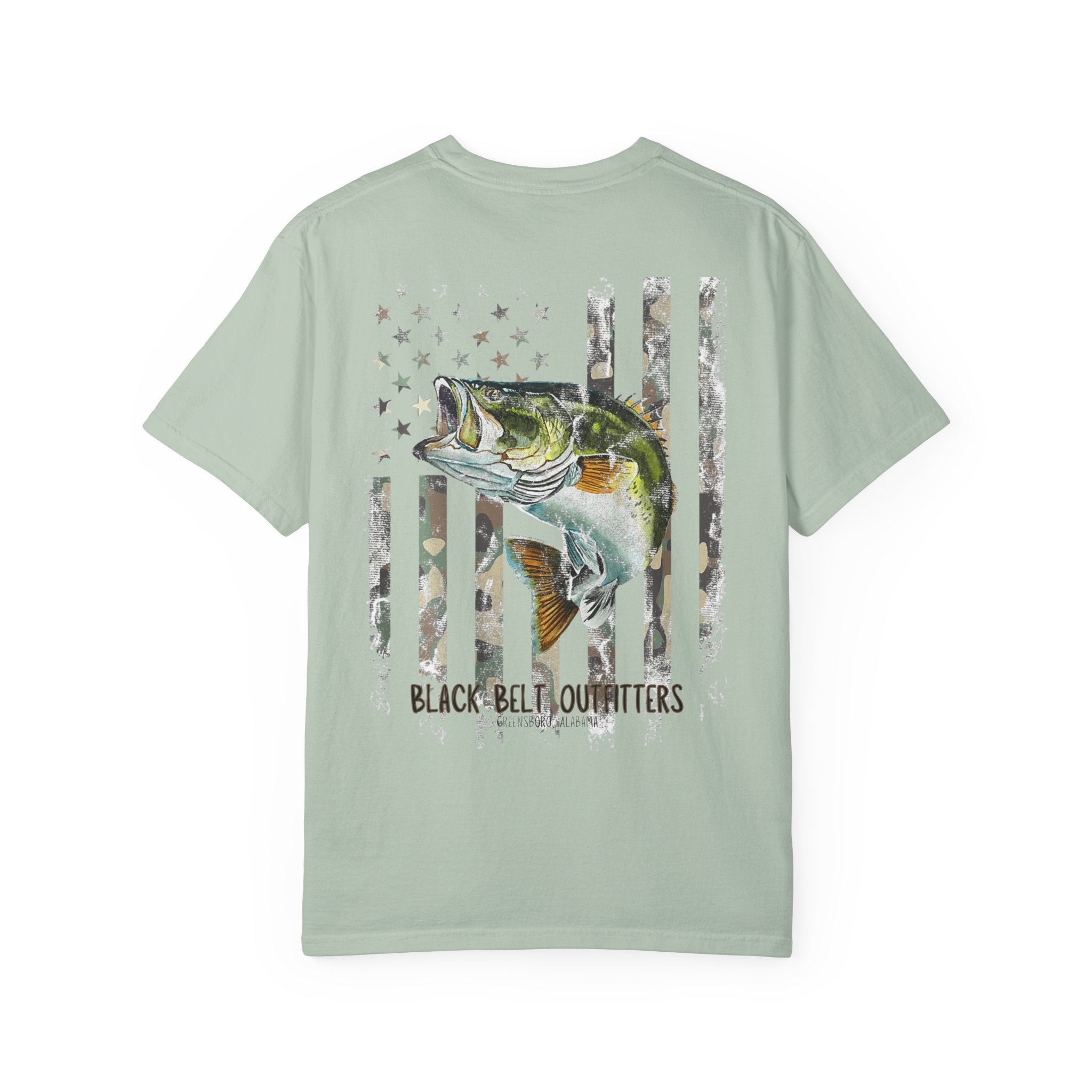 Bass Fish Camo American Flag Unisex T-Shirt, Perfect for Gifts, Father's Day, Golf Events, Casual Wear, Comfortable Tee