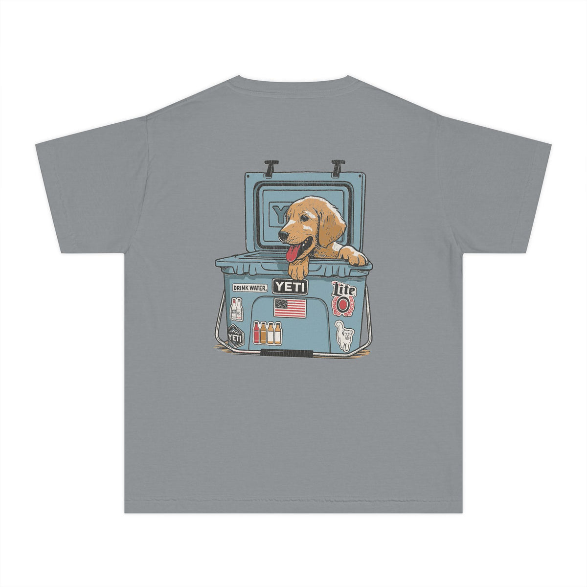Hunting Puppy in Yeti Youth Midweight Tee - Fun Farm-Themed Shirt