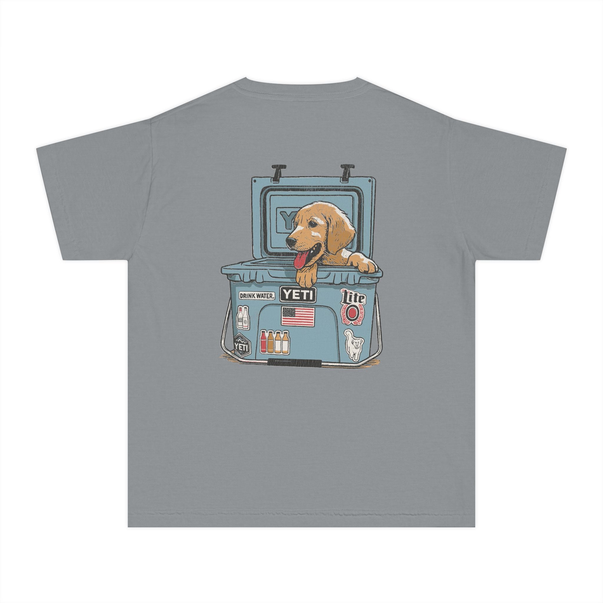 Hunting Puppy in Yeti Youth Midweight Tee - Fun Farm-Themed Shirt