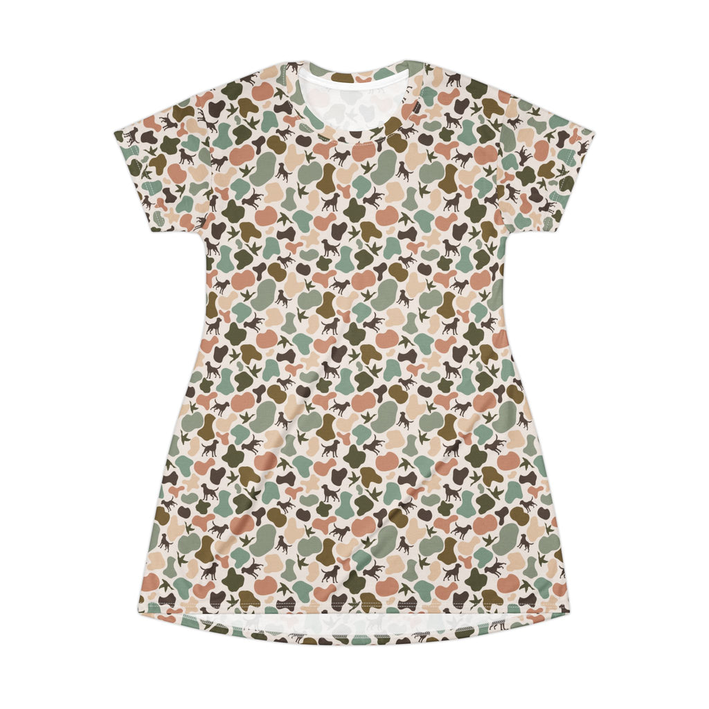 Trendy Duck Camo T-Shirt Dress — All-Over Print Casual A-Line Dress