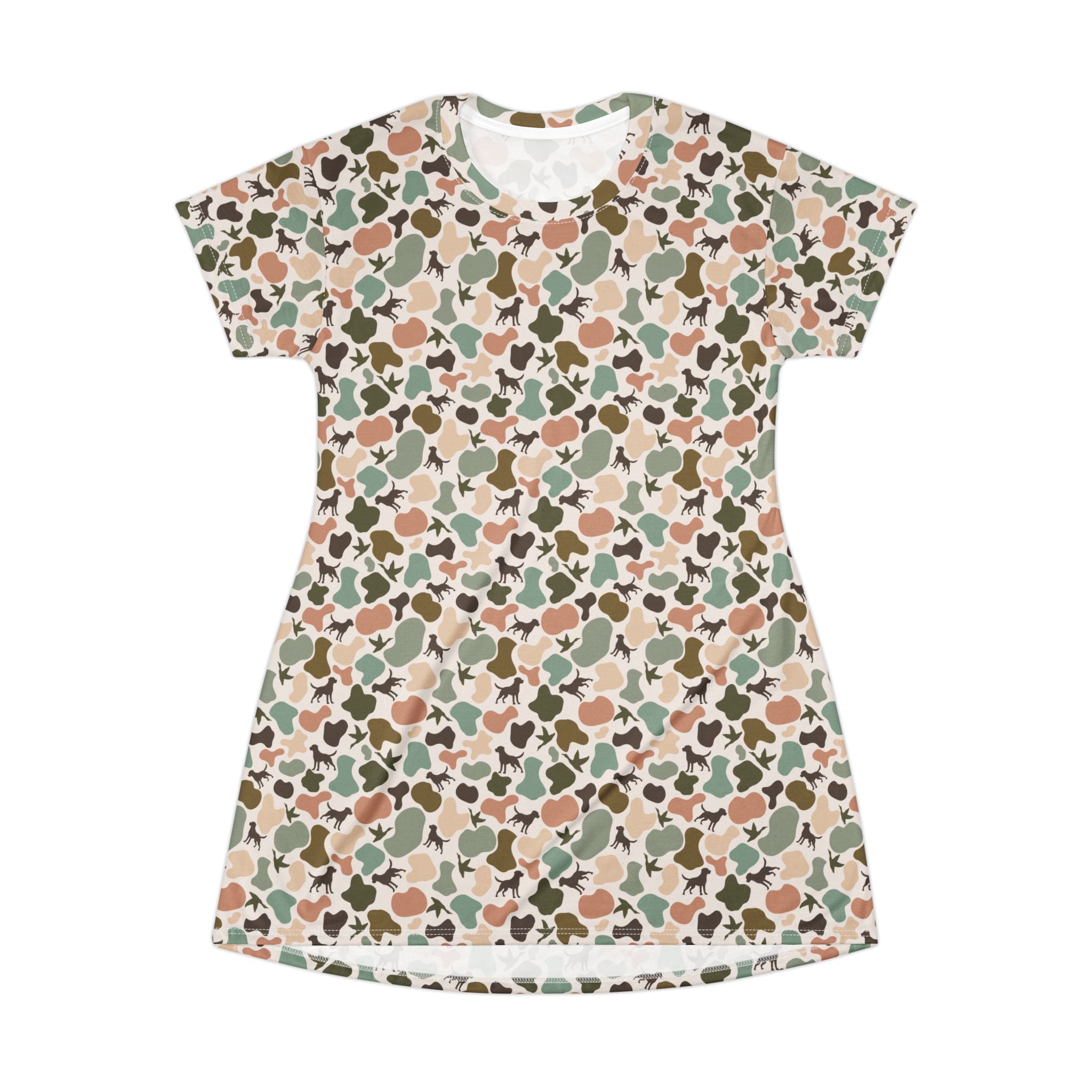 Trendy Duck Camo T-Shirt Dress — All-Over Print Casual A-Line Dress
