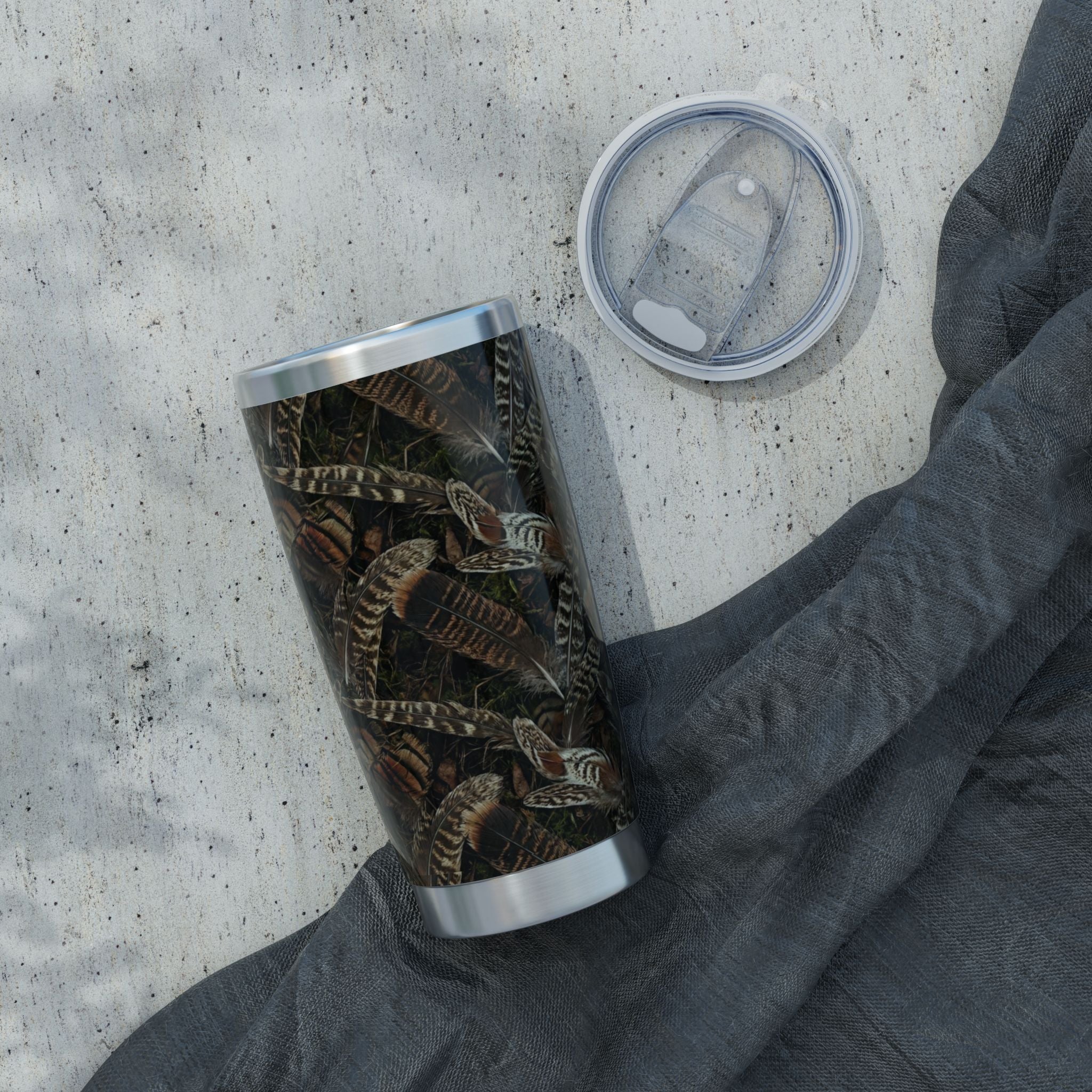 Turkey Feather 20oz Tumbler – Vagabond Camo Insulated Travel Mug