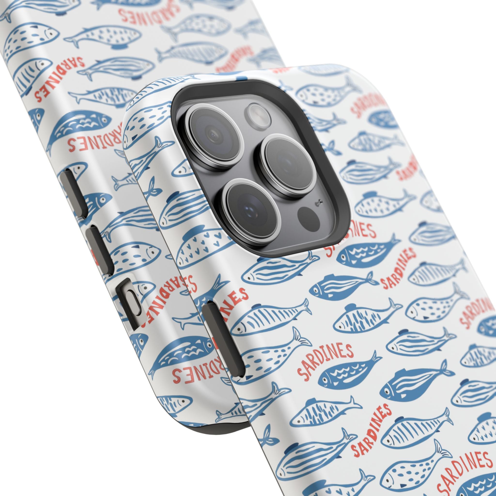 Whimsy Sardine Pattern Magnetic Phone Case — Impact-Resistant iPhone Cover