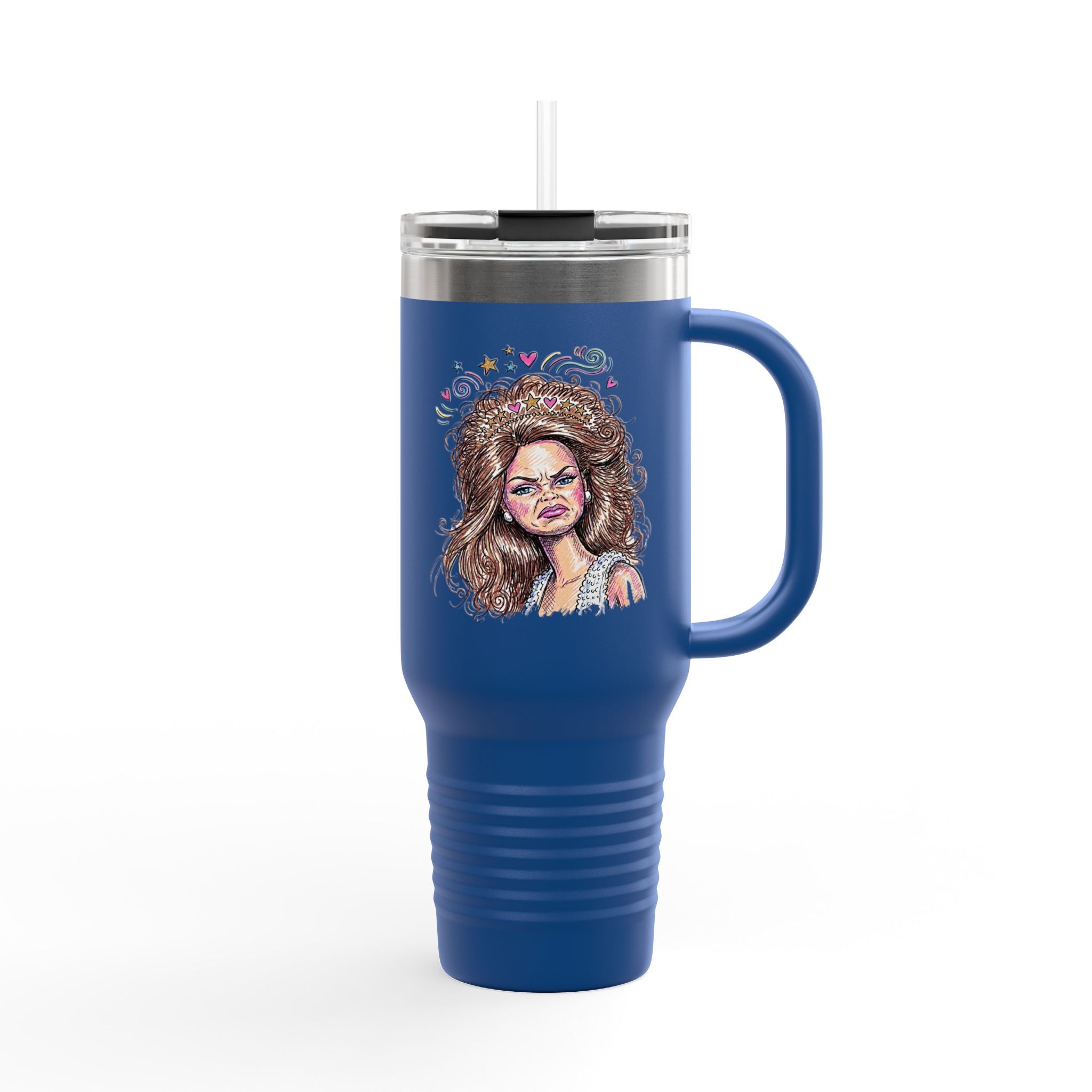 40oz Insulated Travel Mug with Illustrated Mad Barbie – Large Stainless Steel Tumbler for Coffee, Tea & On-the-Go