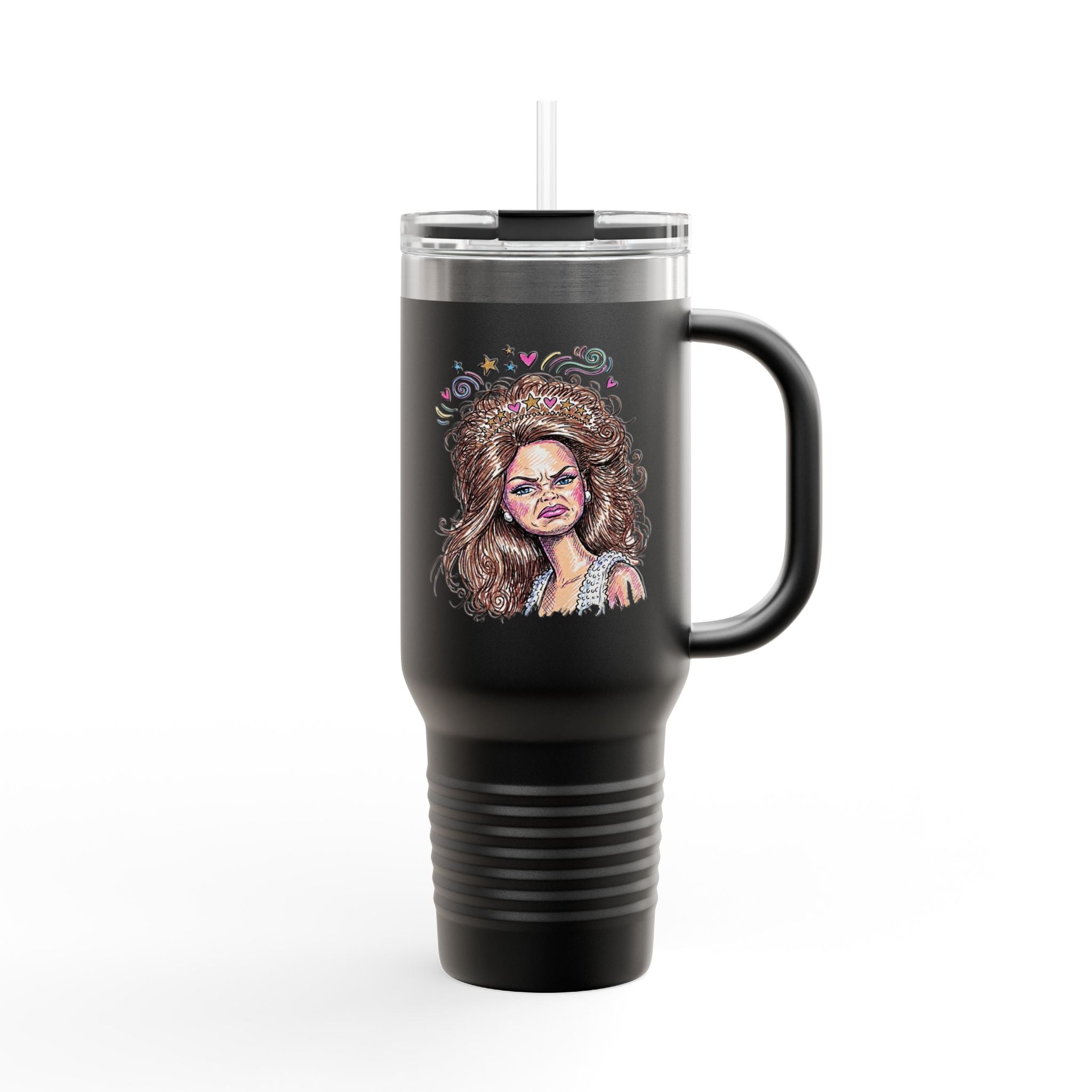 40oz Insulated Travel Mug with Illustrated Mad Barbie – Large Stainless Steel Tumbler for Coffee, Tea & On-the-Go