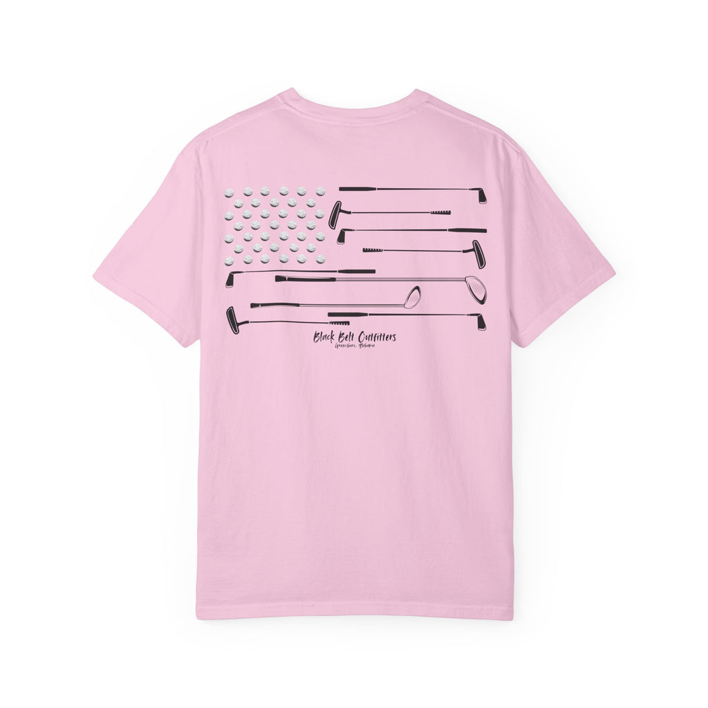 Golf Theme American Flag Unisex Garment-Dyed T-shirt