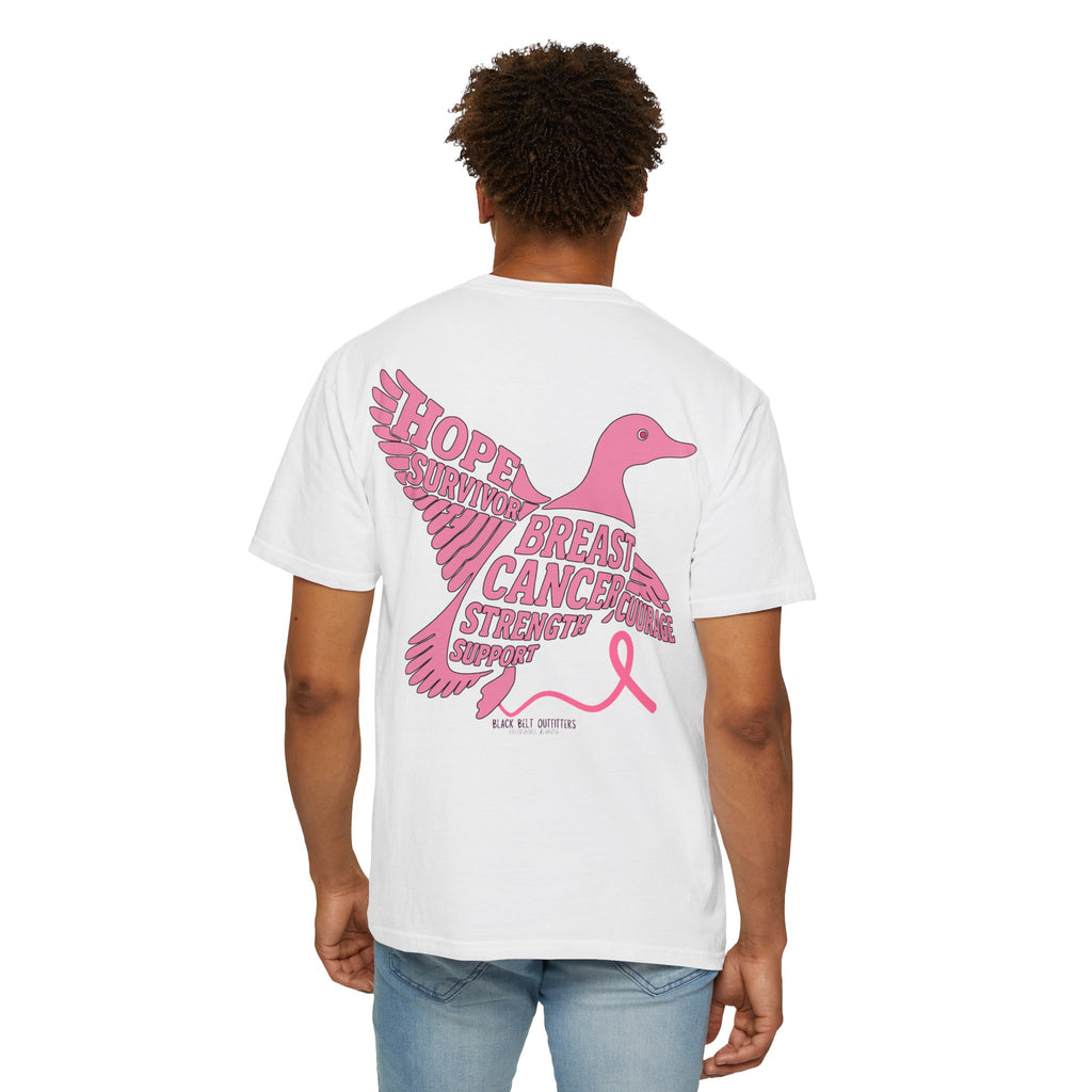 Breast Cancer Awareness Flying Duck T-Shirt, Unisex Tee for October Events, Gift for Fighters, Pink Ribbon Shirt, Supportive Apparel, Charity Fundraiser