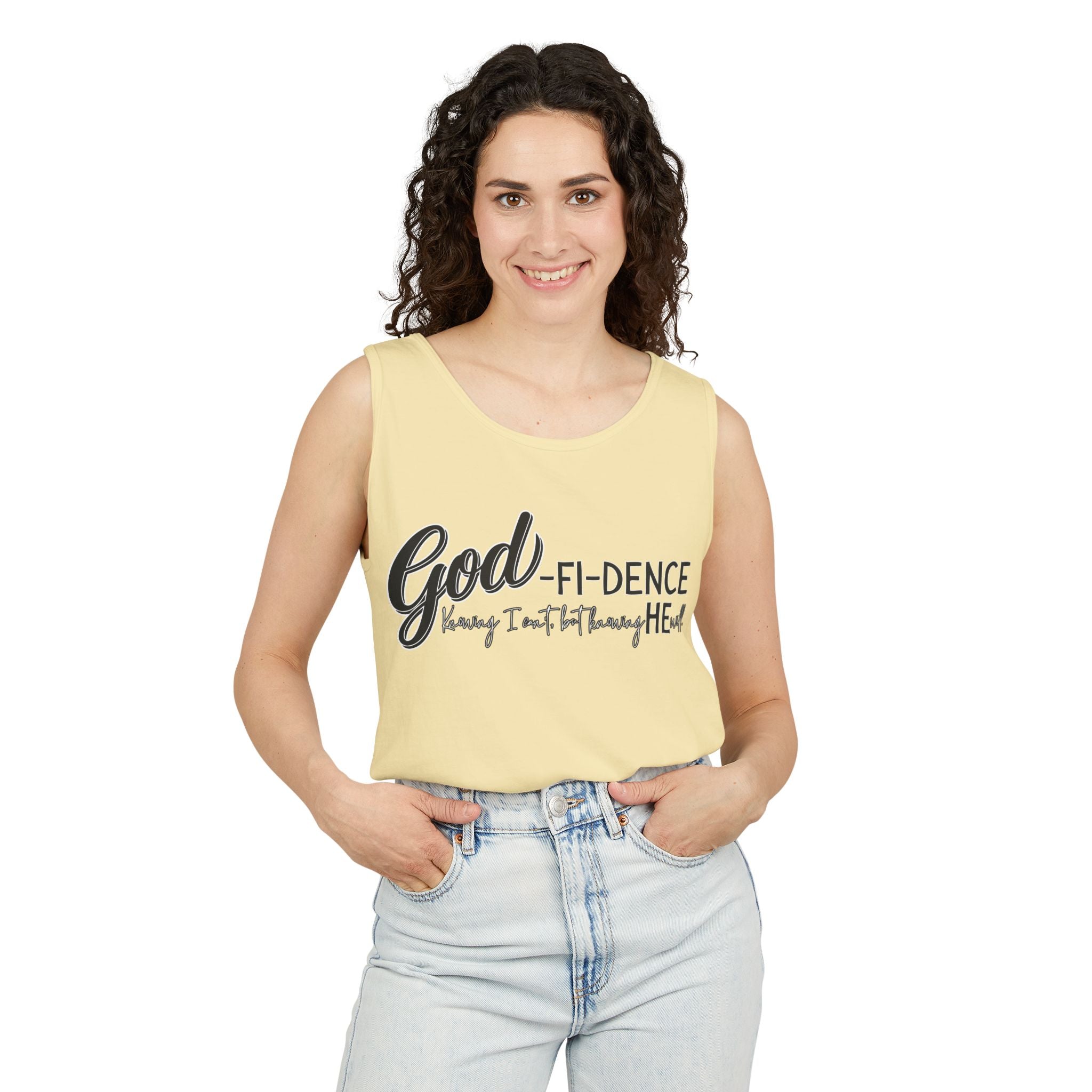 God-Fi-dence Garment-Dyed Tank Top | Faith-Inspired Summer Apparel, Christian Gifts, Casual Wear, Workout Tank, Inspirational Quotes
