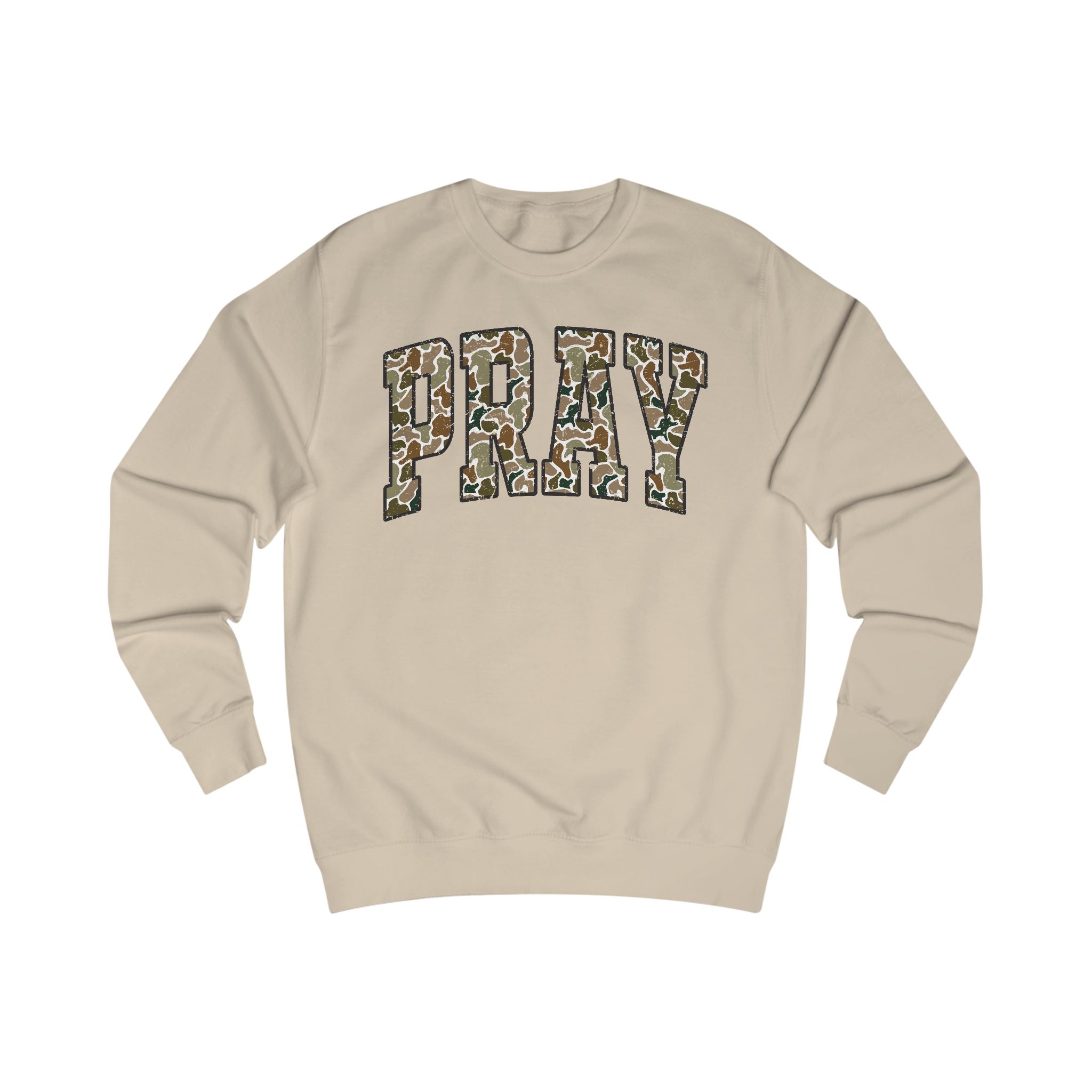 Camo Pray Unisex Sweatshirt, Cozy Graphic Sweater, Casual Gift, Perfect for Fall, Statement Apparel, Inspiring Fashion