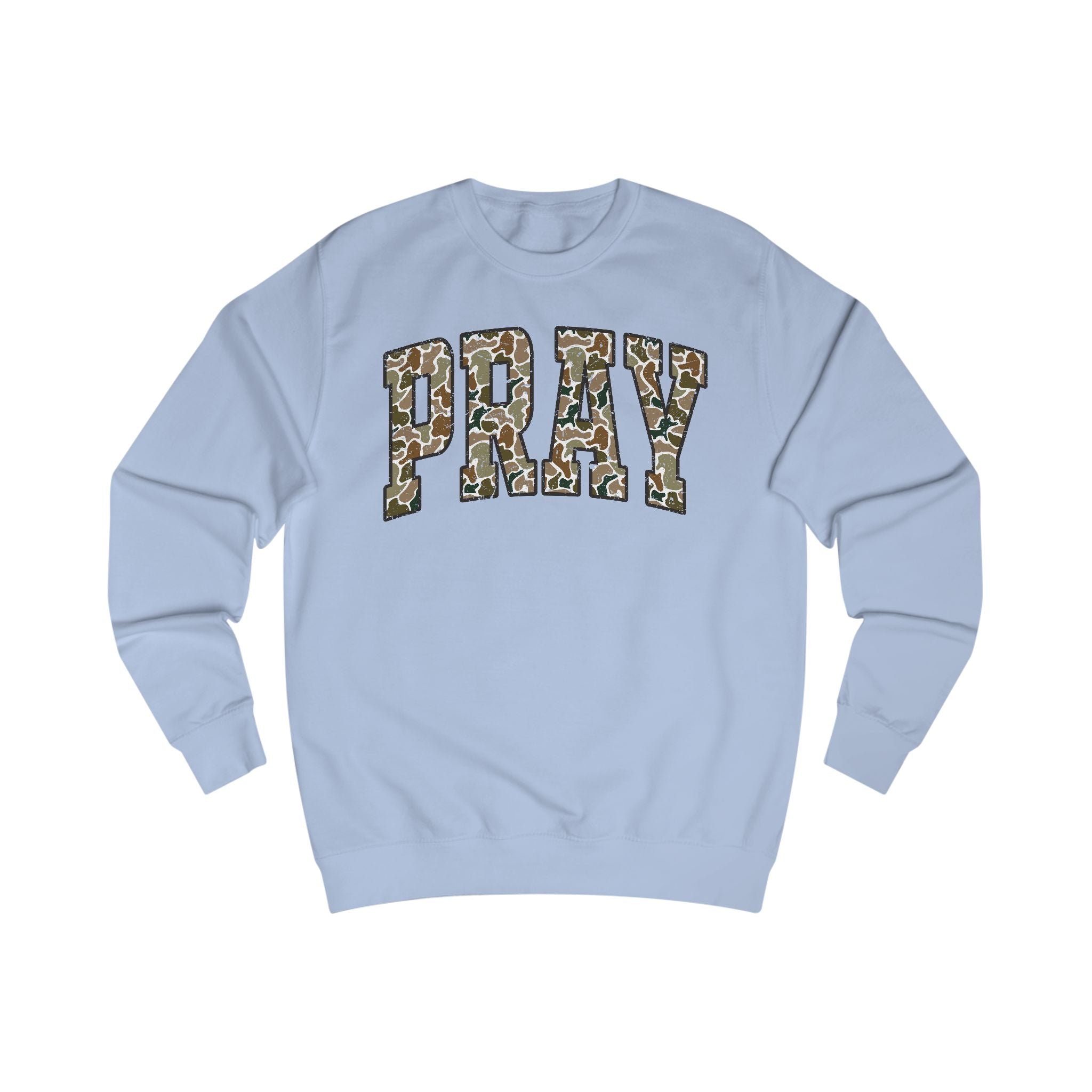 Camo Pray Unisex Sweatshirt, Cozy Graphic Sweater, Casual Gift, Perfect for Fall, Statement Apparel, Inspiring Fashion
