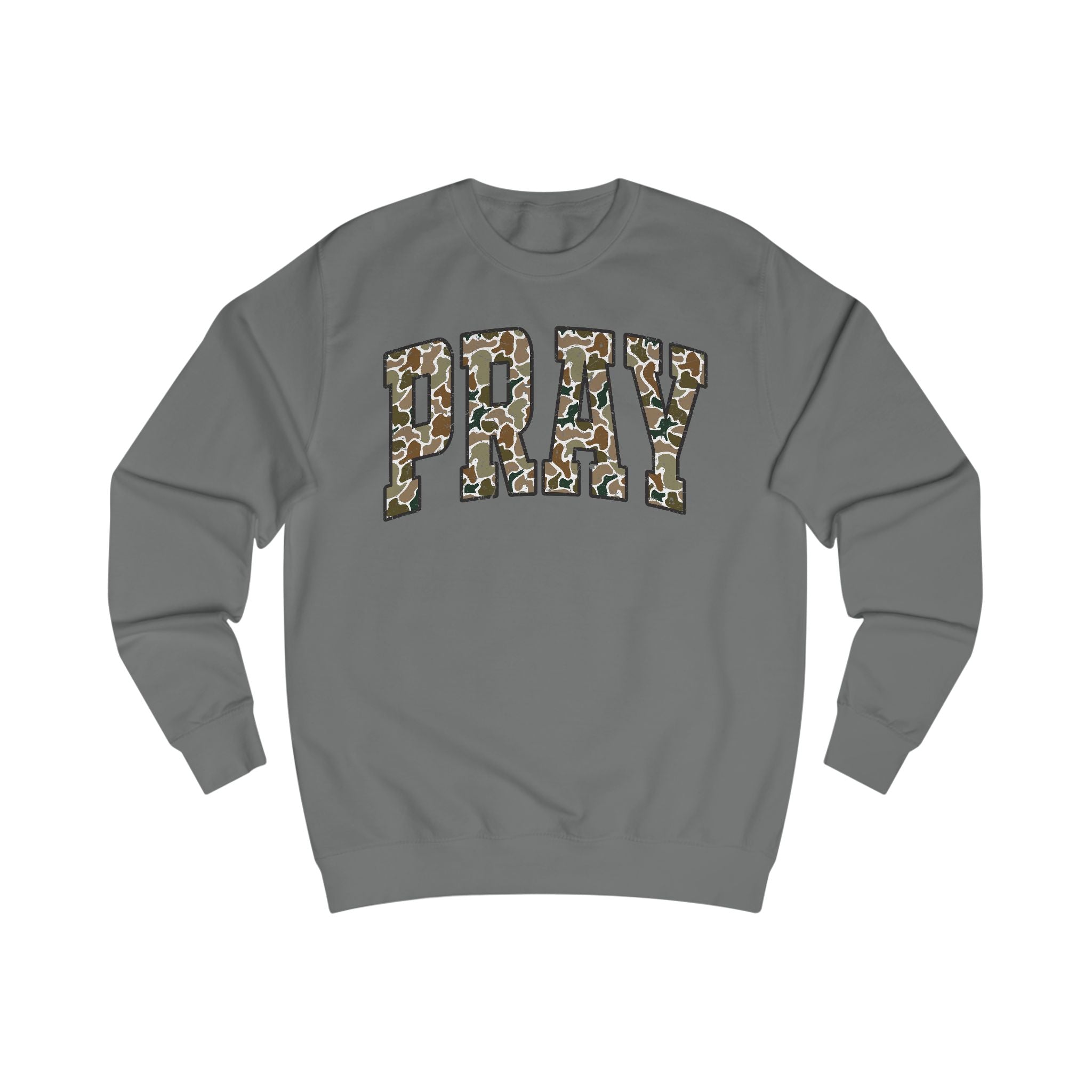 Camo Pray Unisex Sweatshirt, Cozy Graphic Sweater, Casual Gift, Perfect for Fall, Statement Apparel, Inspiring Fashion