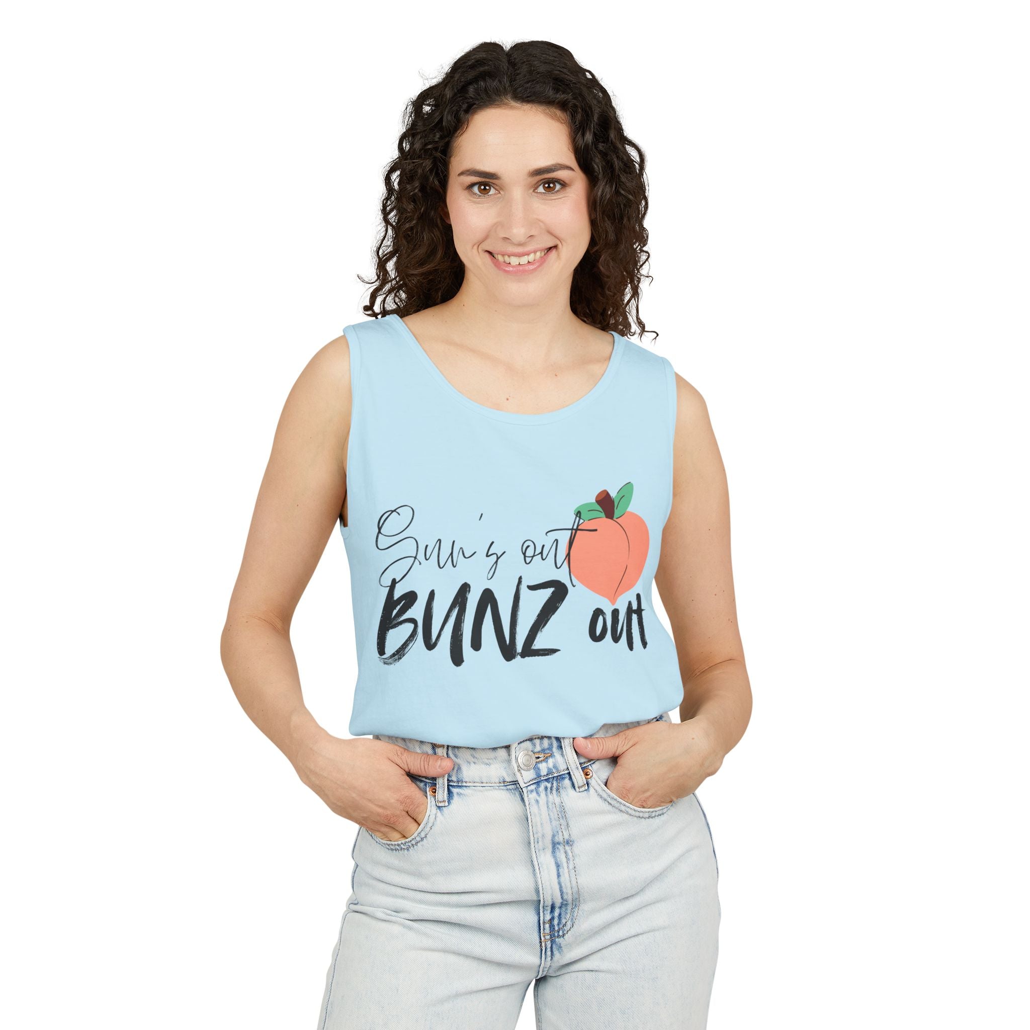 Sun’s Out Bunz Out Tank Top — Cute Peach Graphic Summer Tank