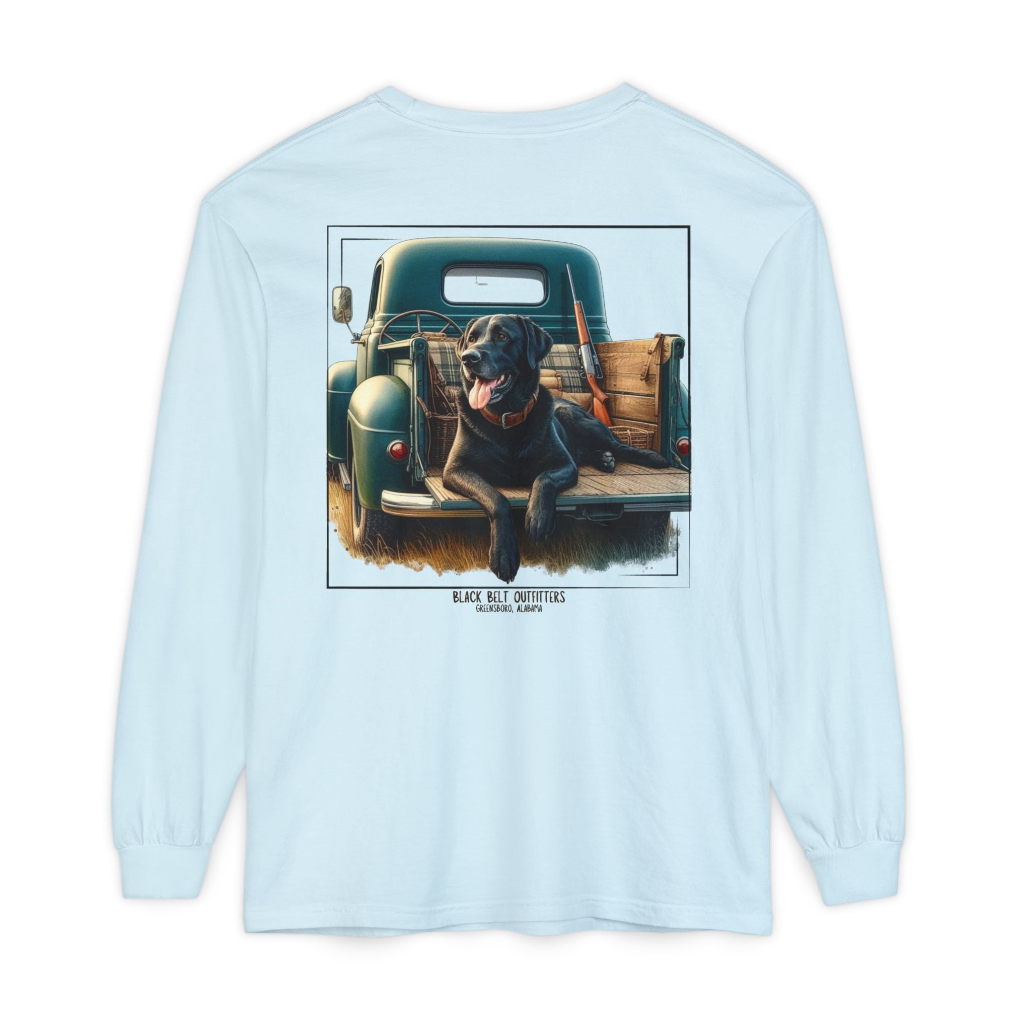 Duck Dog Vintage Truck Unisex Garment-Dyed Long Sleeve T-Shirt, Casual Wear, Gift for Him/Her, Streetwear, Everyday Comfort, Comfortable Layering