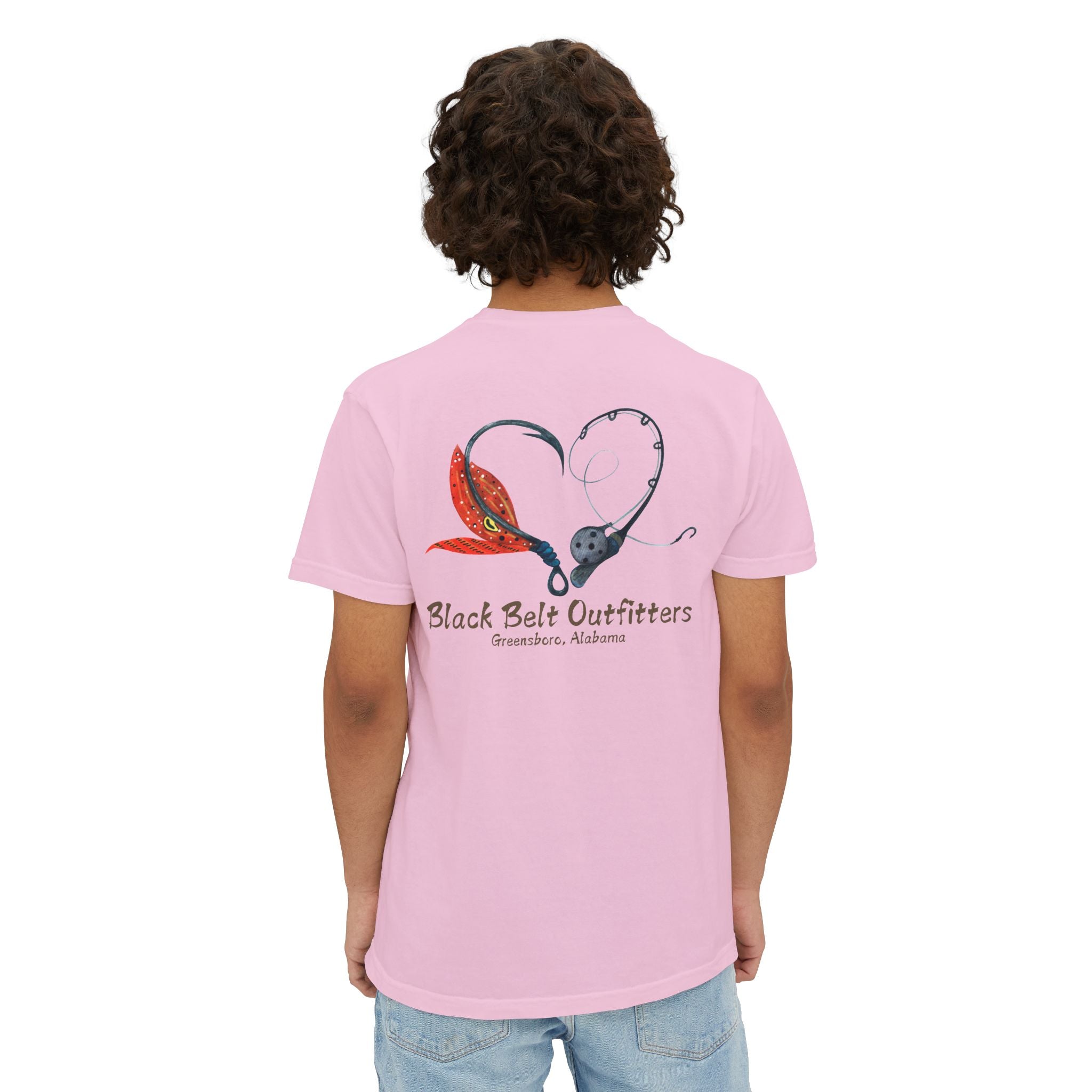 Black belt outfitters Fishing Poles Heart Unisex Garment-Dyed Pocket T-Shirt