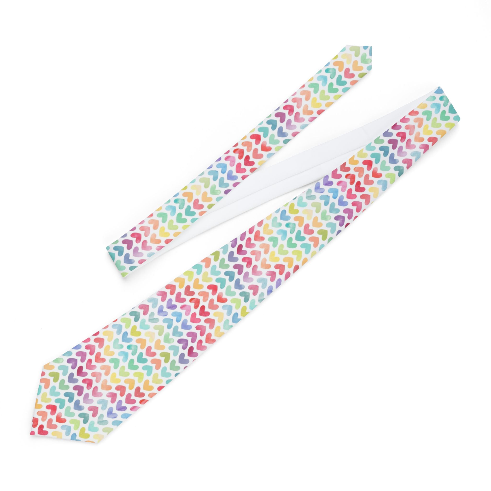 Pastel Heart Pattern Necktie – Rainbow Cute Hearts Tie for Weddings & Pride