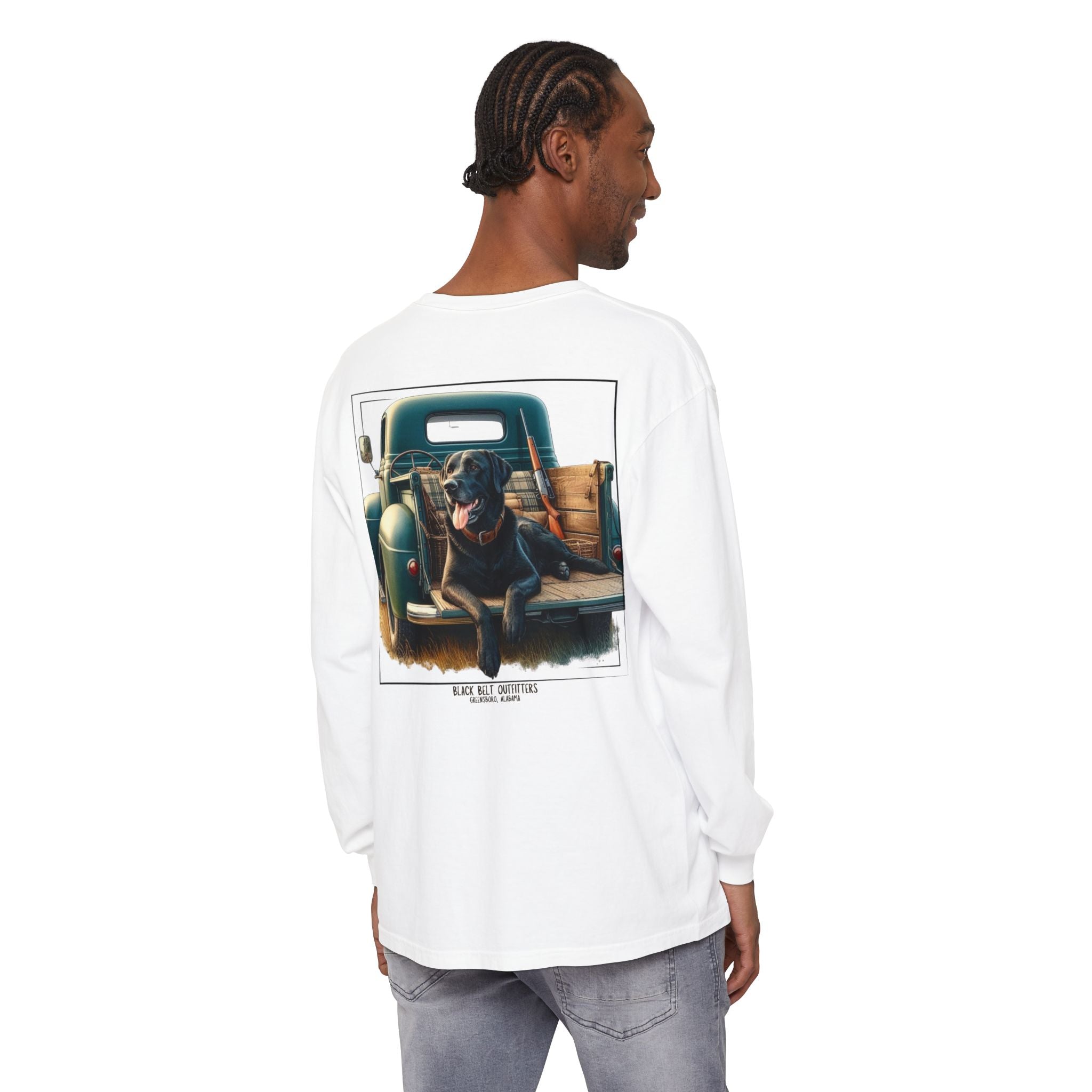 Duck Dog Vintage Truck Unisex Garment-Dyed Long Sleeve T-Shirt, Casual Wear, Gift for Him/Her, Streetwear, Everyday Comfort, Comfortable Layering