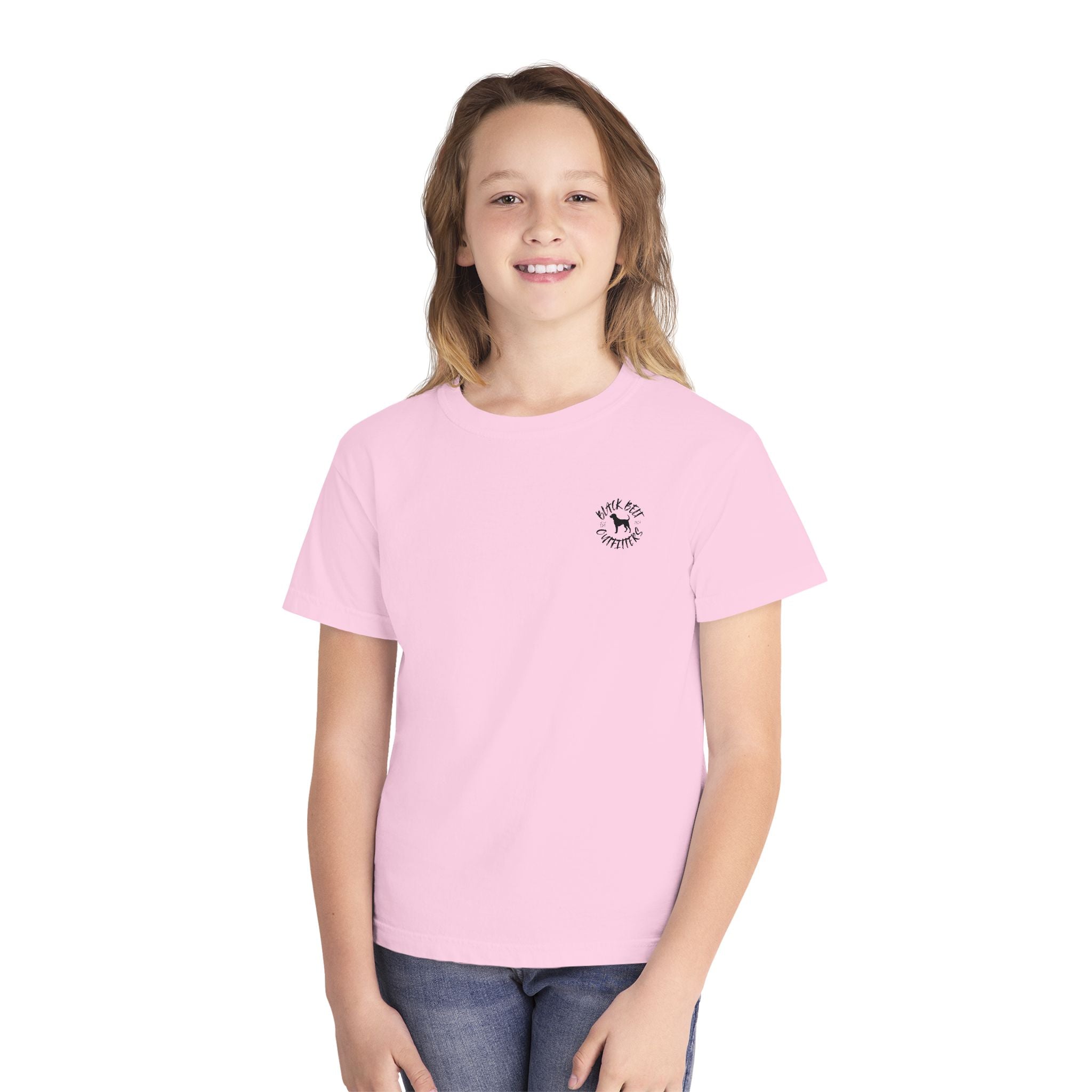 Hunting Puppy in Yeti Youth Midweight Tee - Fun Farm-Themed Shirt